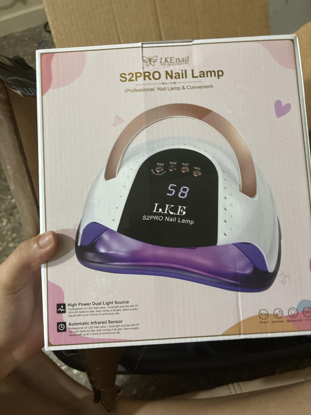 268W UV LED Nail Lamp, LKE Nail Dryer for Gel Polish, 4 Timers UV Nail Lamp Professional Nail Light, 57Pcs Lamp Beads and Automatic Sensor customer photo 2
