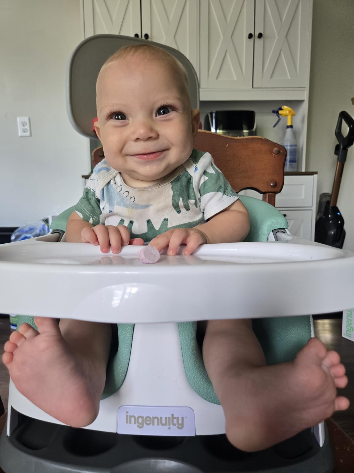Ingenuity Baby Base 2-in-1 Booster Feeding and Floor Seat with Self-Storing Tray - Mist customer photo 1