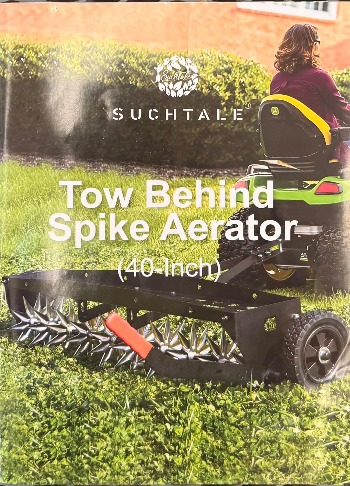 Suchtale 40-Inch Tow Behind Spike Aerator with Galvanized Steel Tines, Durable Lawn Aerator Soil Penetrator Spikes Tractor with Extra-Wide Tow Bar for Lawn and Farm, Black customer photo 2