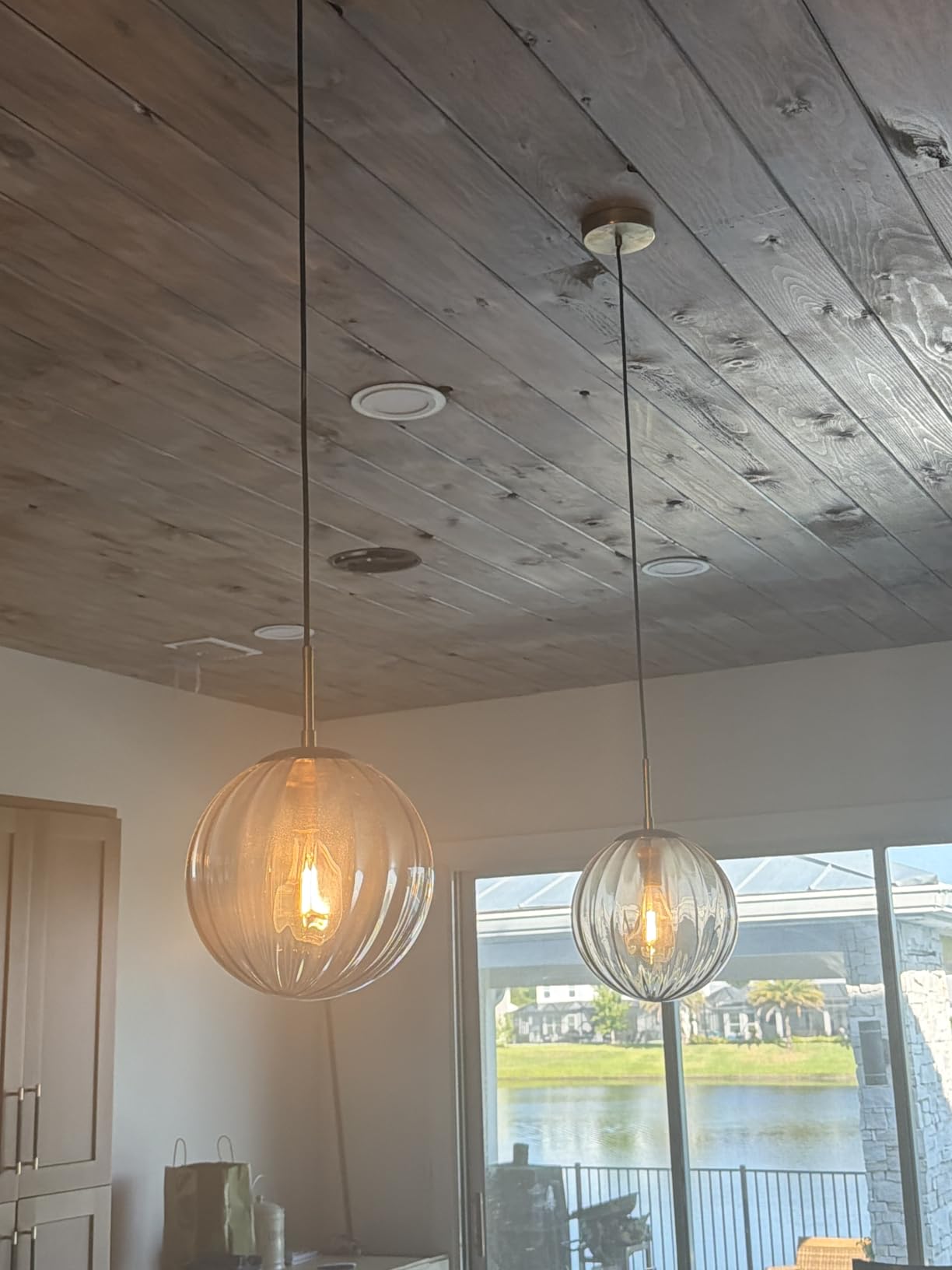 KCO Lighting Modern Large Globe Pendant Light Fixture Mid Century Smoke Grey Glass Pendant Light Vintage Hanging Lights Single Gold Globe Chandelier Kitchen Island Lighting (Smoke Gray-9.8