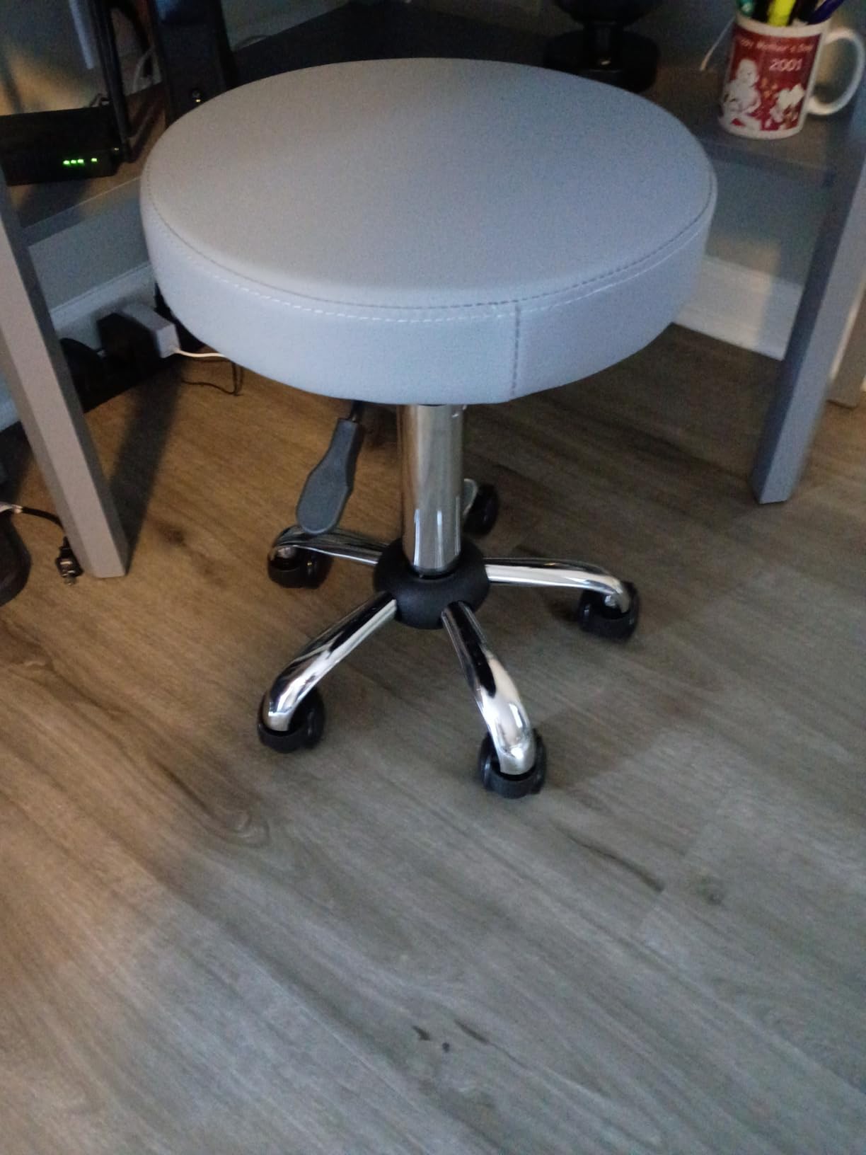 FURWOO Adjustable Salon Chair Small Rolling Stool with Wheels for Spa Salon Massage Home Office White customer photo 1