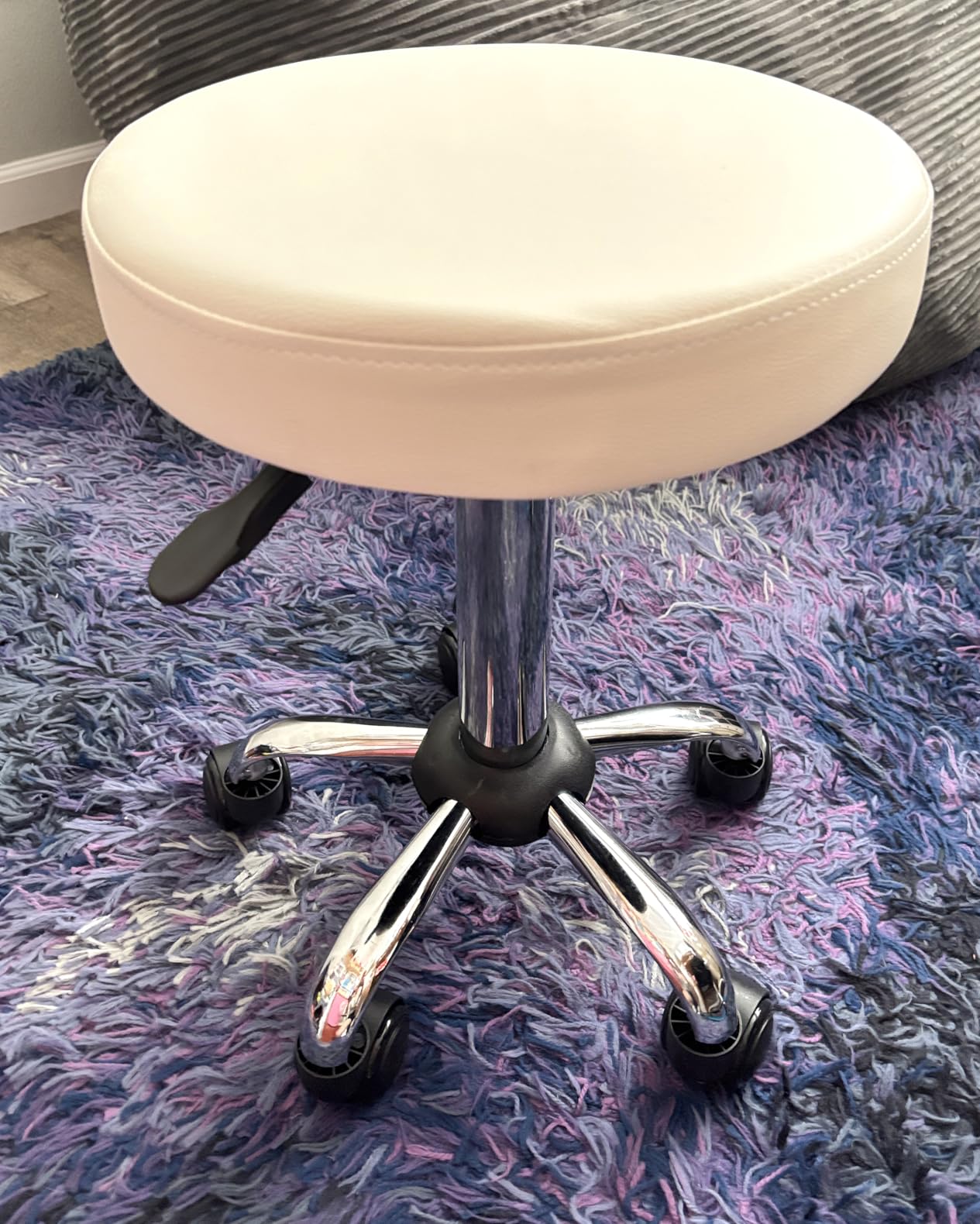 FURWOO Adjustable Salon Chair Small Rolling Stool with Wheels for Spa Salon Massage Home Office White customer photo 2