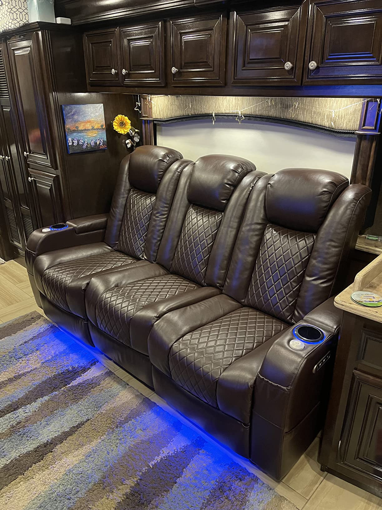Airadlis Home Theater Seating Seats Dual Power Movie Theater Chairs Theater Recliner Sofa with 7 Colors Ambient Lighting, Lumbar Pillow, Side Pocket, Tray Table, Type-C USB Charge customer photo 2
