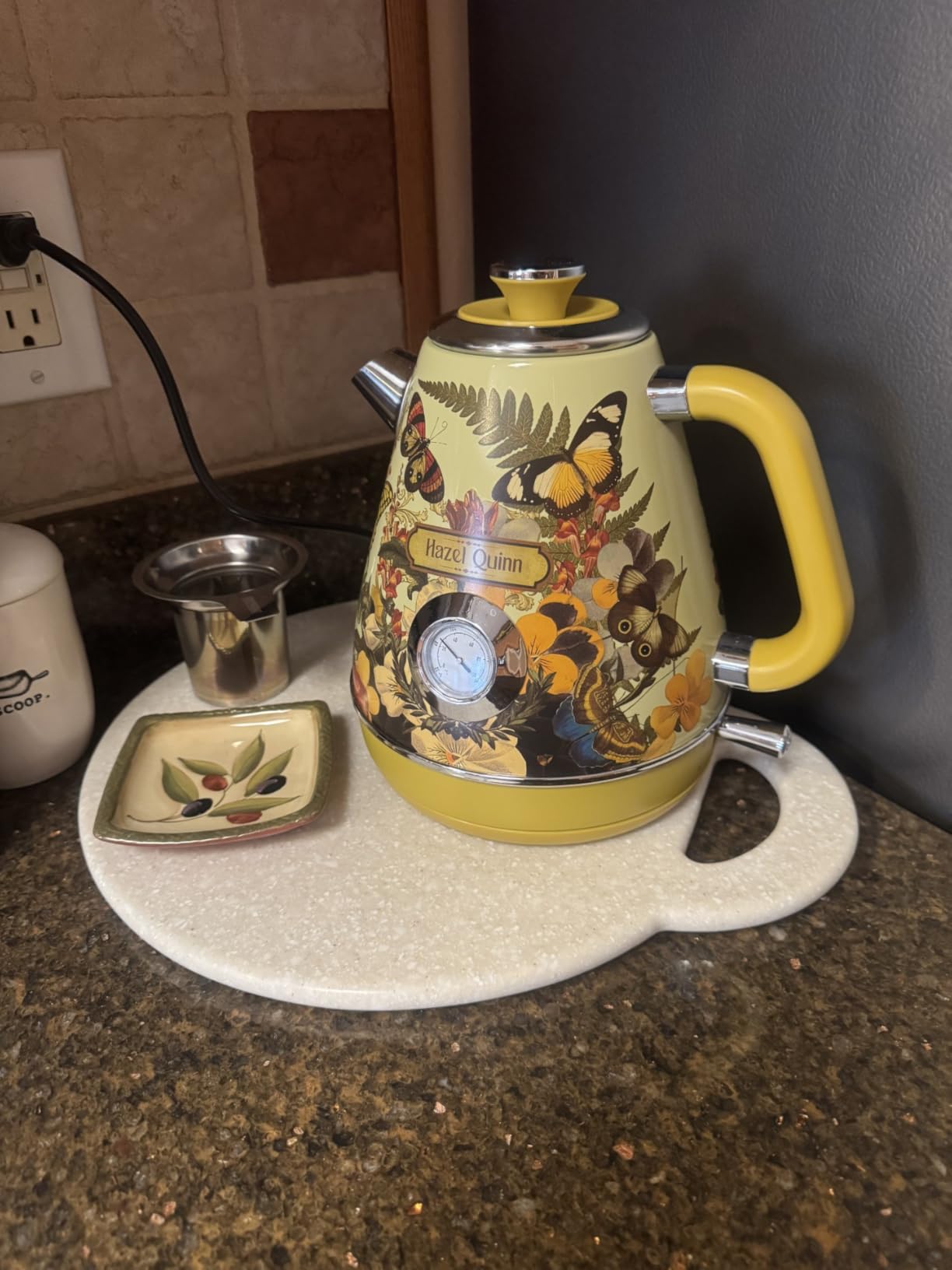 Hazel Quinn Retro Electric Kettle - 1.7 Liters / 57.5 Ounces Tea Kettle with Thermometer, All Stainless Steel, 1200 Watts Fast Boiling, BPA-free, Cordless, Automatic Shut Off - Pearl White customer photo 1