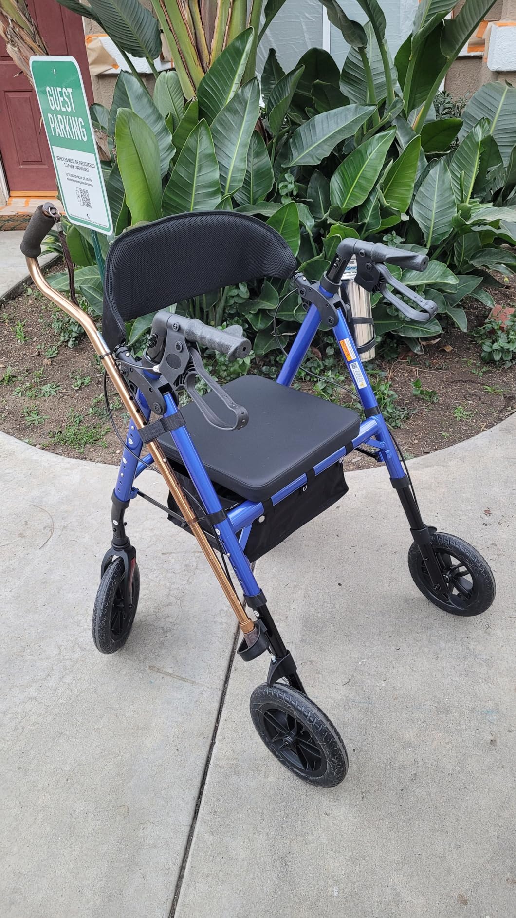 ELENKER Rollator Walker for Seniors, 10 in Non-Pneumatic Wheels, Blue | Padded Seat, Extra Wide Backrest, Adjustable Seat & Handle Height, Storage Box, Cane Holder & Cup Holder customer photo 1