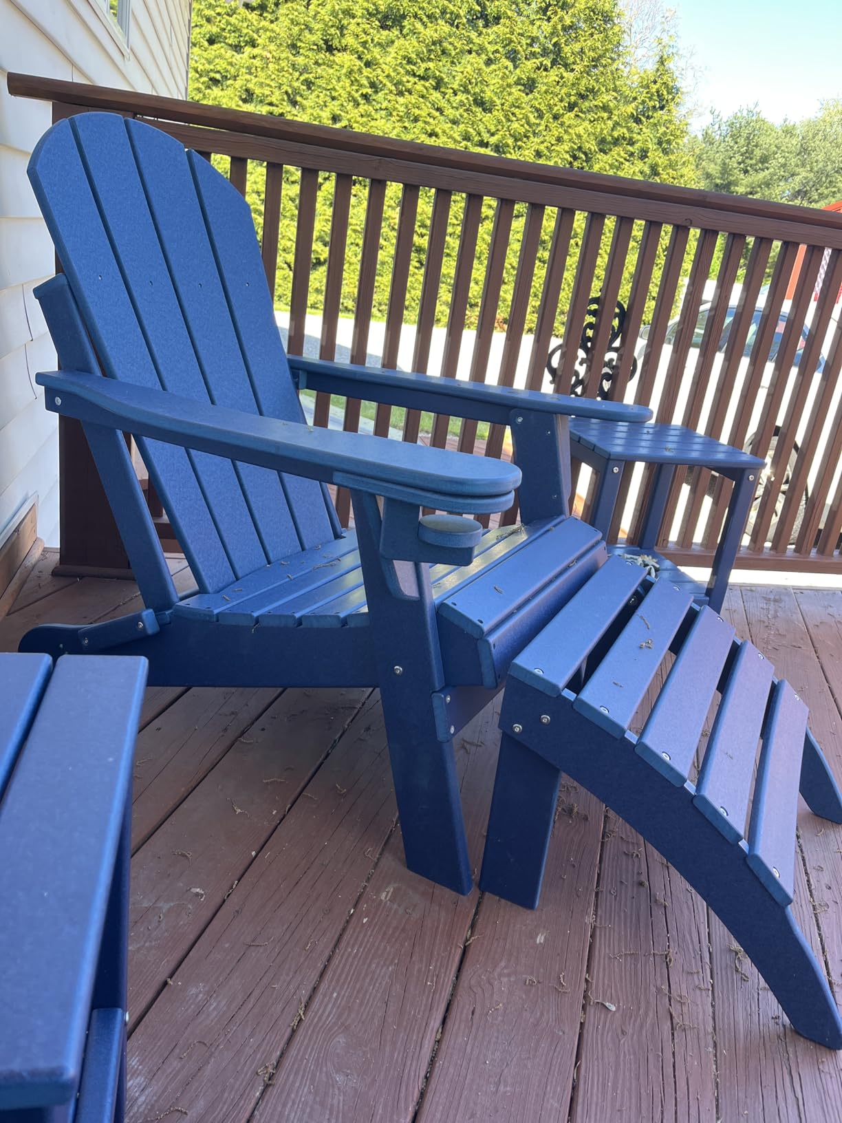 Folding Adirondack Chairs Set of 2 | HDPE Plastic | Fire Pit Chair | All Weather | Cup Holder | Blue | for Deck Backyard Patio Outdoor Garden customer photo 2