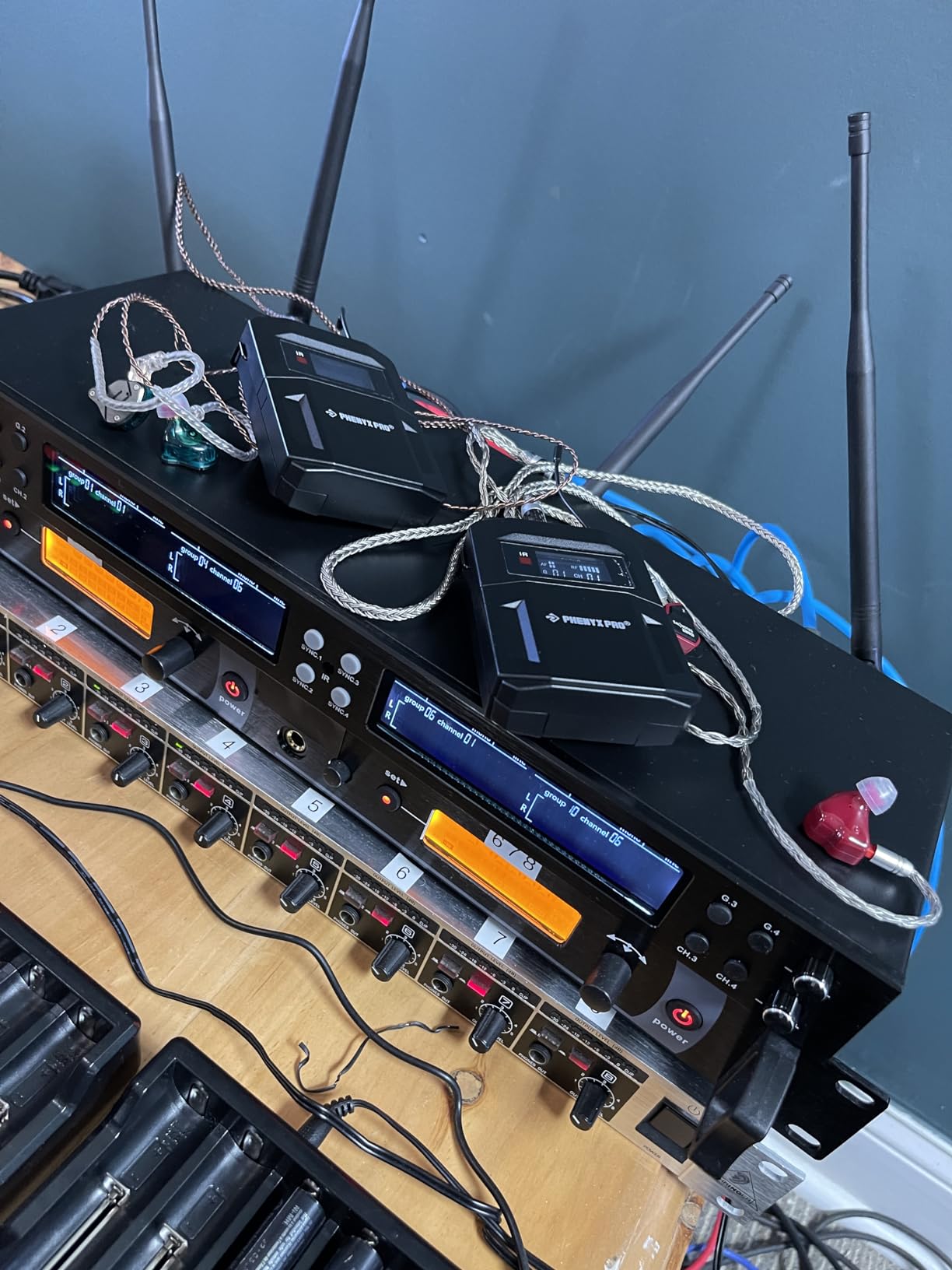 Phenyx Pro Quad-Channel Wireless in-Ear Monitor System - Mono IEM, 4 Bodypacks for Singers, Musicians & Bands, Live Stage & Church Worship, Rack Mount, UHF 4x25 Frequencies, 164ft Range (PTM-33-4B) customer photo 1