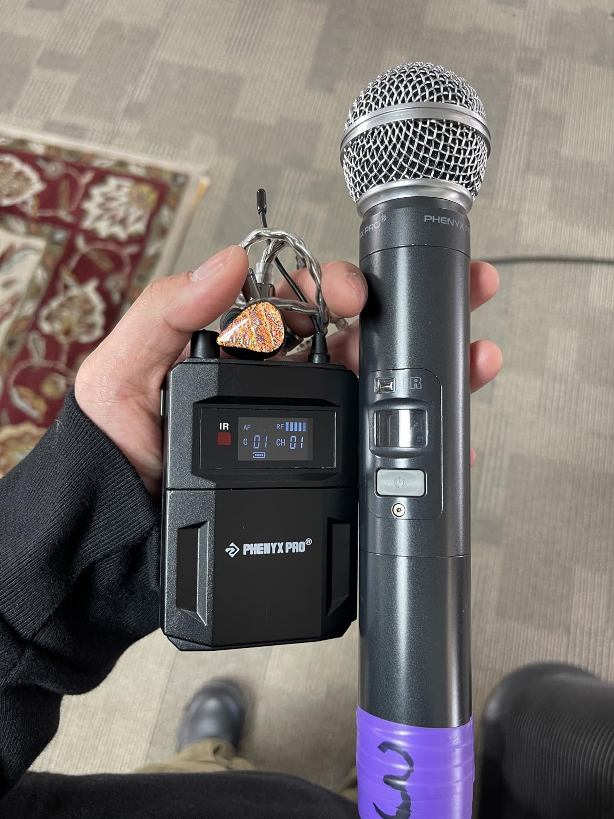 Phenyx Pro Quad-Channel Wireless in-Ear Monitor System - Mono IEM, 4 Bodypacks for Singers, Musicians & Bands, Live Stage & Church Worship, Rack Mount, UHF 4x25 Frequencies, 164ft Range (PTM-33-4B) customer photo 2