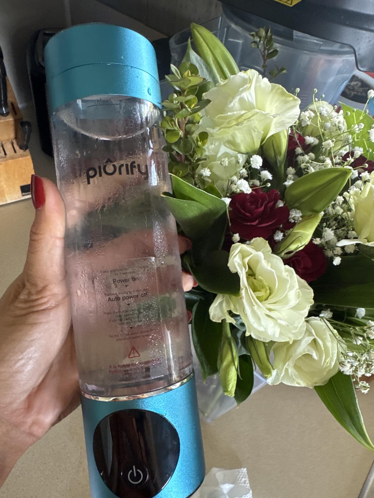 PIURIFY Hydrogen Water Bottle Generator | Up to 6300+ PPB in 3 Cycles | Molecular Hydrogen with SPE/PEM Technology | Certified H2 Generator | Rechargeable | Extended Warranty | 10 oz (Turquoise) customer photo 1