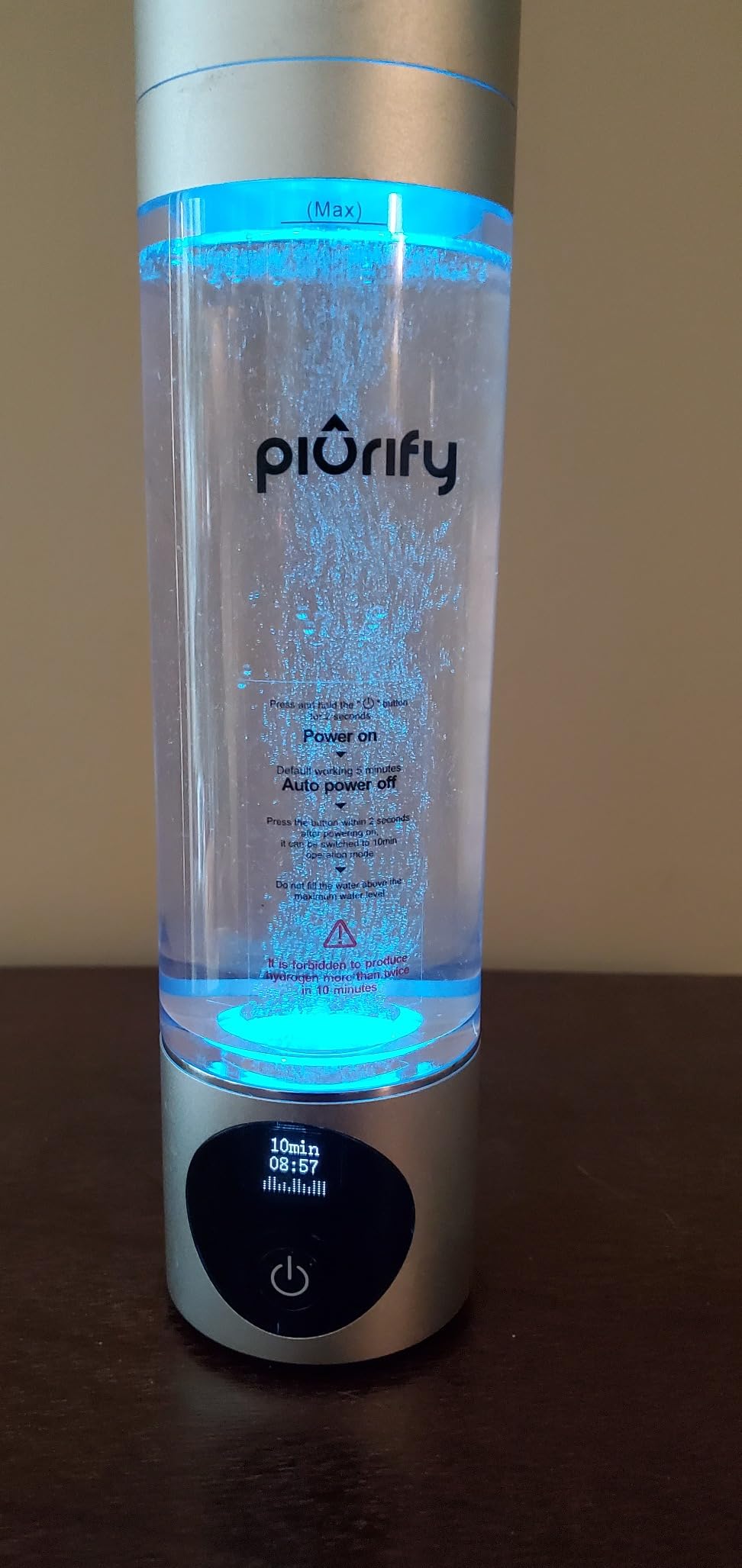 PIURIFY Hydrogen Water Bottle Generator | Up to 6300+ PPB in 3 Cycles | Molecular Hydrogen with SPE/PEM Technology | Certified H2 Generator | Rechargeable | Extended Warranty | 10 oz (Turquoise) customer photo 2