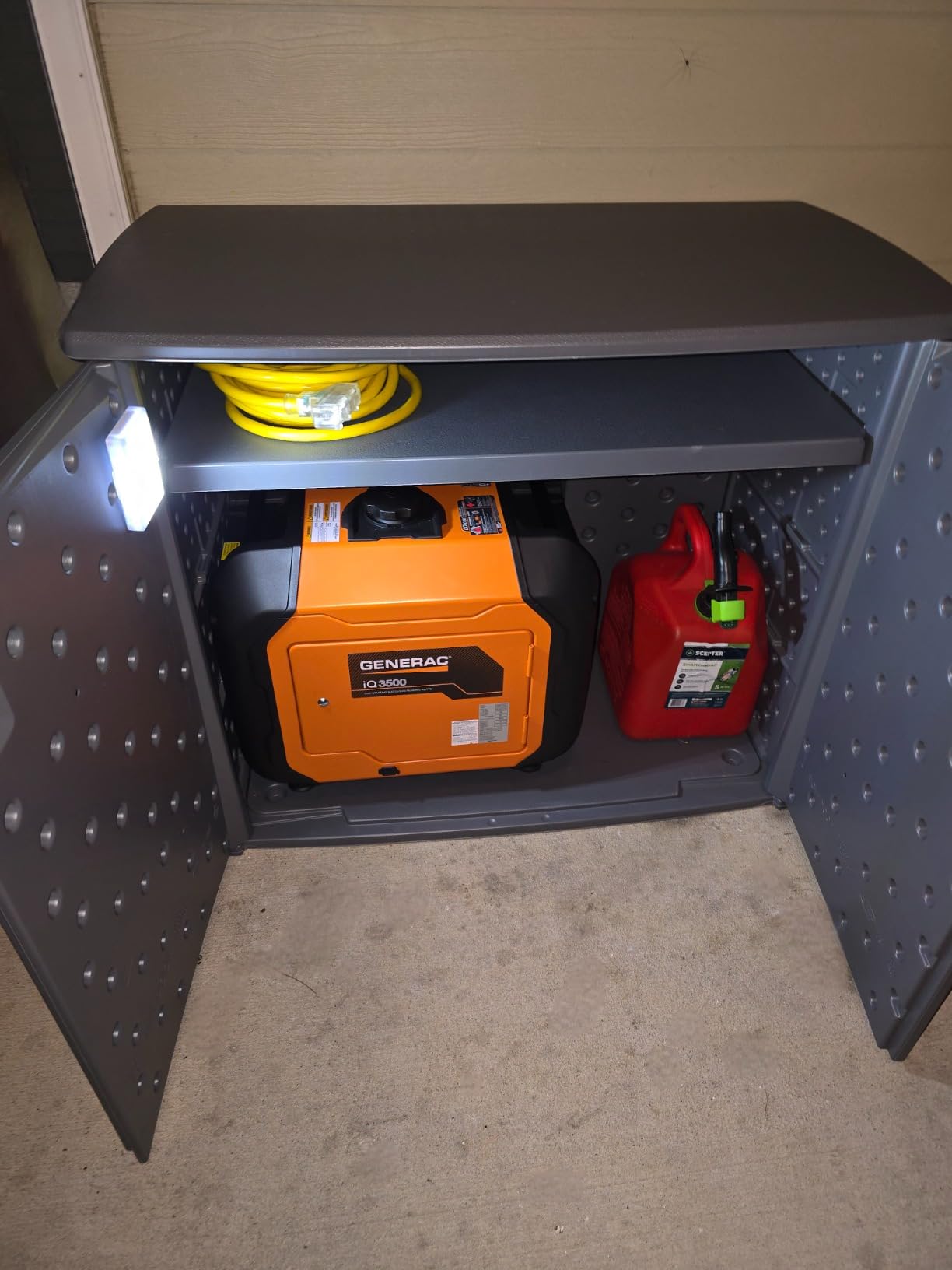 Suncast Lockable Outdoor Cabinet Storage for Patio, Garden and Backyard, 97 Gal, Cool Gray customer photo 1