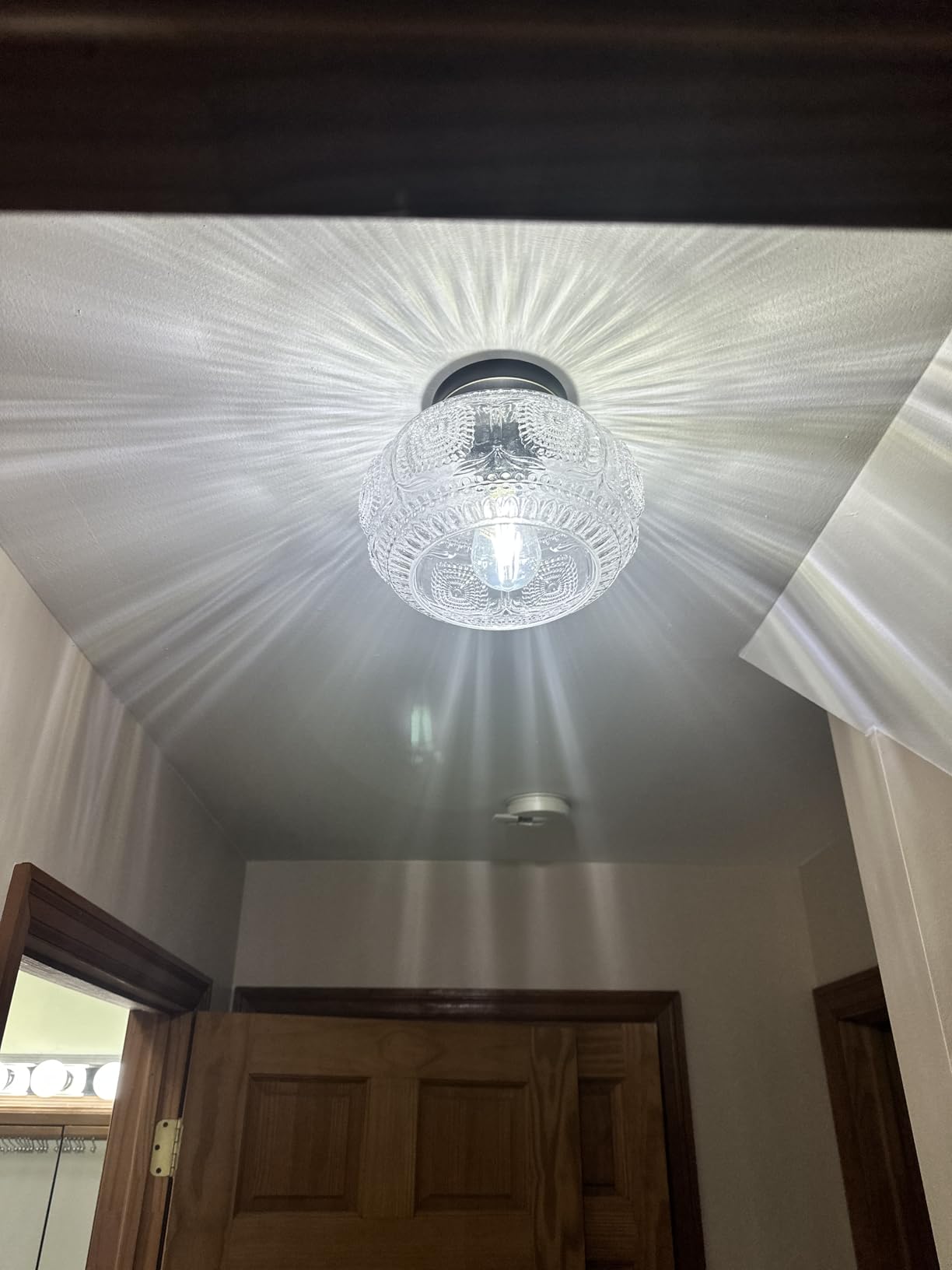Globe Glass Semi Flush Mount Ceiling Light Fixture, Vintage Gold | Beautiful Light Shadow, Easy to Install, Bright Ambiance, Modern Lighting for Hallway Entryway Kitchen Bathroom Bedroom customer photo 1