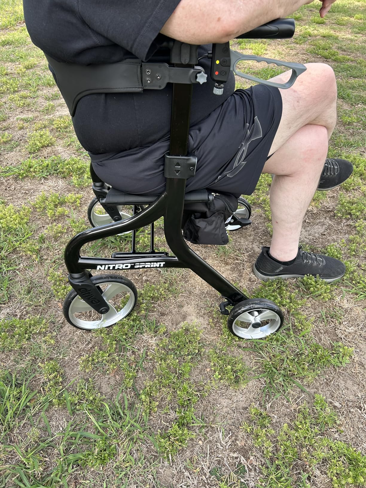 Drive Medical Nitro Sprint Foldable Rollator Walker with Seat - Lightweight Support - Large Wheels - Compact Folding Design - Adjustable Comfort - Standard Size - Red customer photo 2