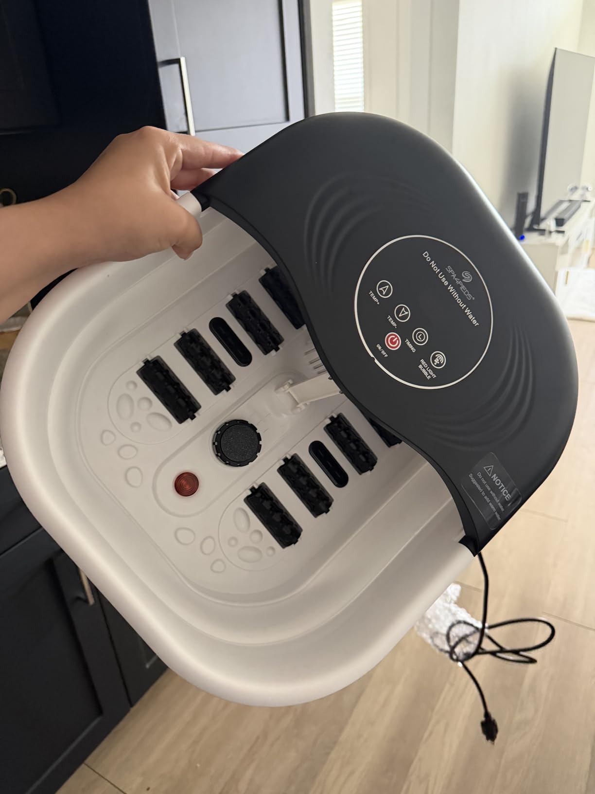 Collapsible Heated Foot Spa with Bubble and Red Light Temperature Control Foot Bath Massager and Soaking Tub Featuring 8 Shiatsu Massage Rollers Pumice Stone and Built-in Timer Ideal Gift for Wife,Mom customer photo 1