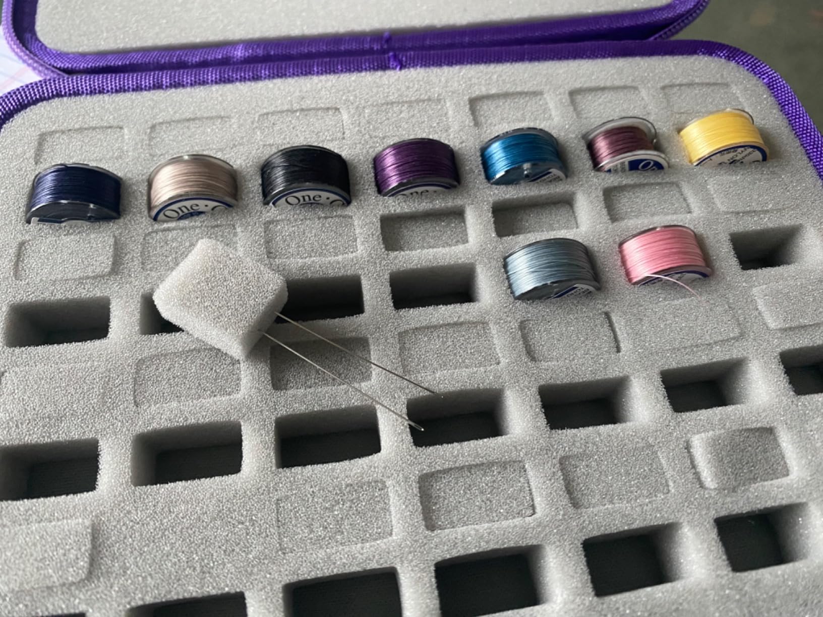 63 Slots Bobbin Case Holder - Bobbins Thread Organizer Storage - Spools Box Compatible with Brother for Singer for Babylock for Janome for Kenmore Sewing Machine (Purple) customer photo 2