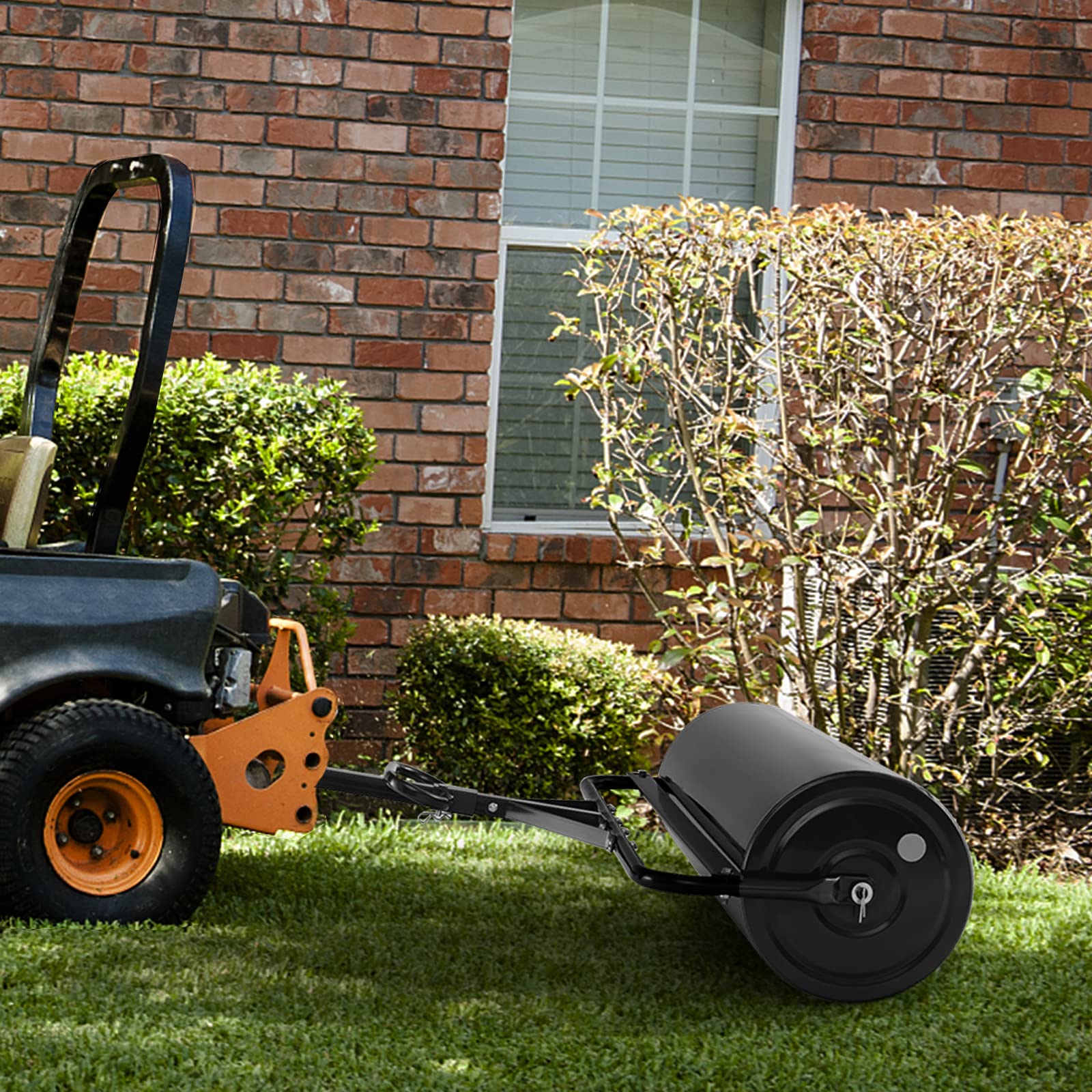 IRONMAX Lawn Roller, 30 Gallons/113 L Manual & Tow-Behind Steel Sod Roller w/Push Pull Handle, Lawn Rollers Tow Behind Water Filled for Yard, Park, Garden, Ball Field (30 Gallons, Black) customer photo 2