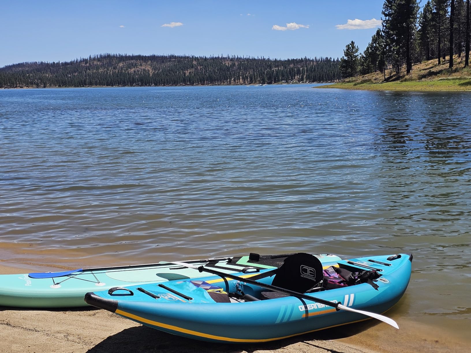 OCEANBROAD Inflatable Sit-in Kayak, 1 Person/2 Person Blow Up Kayak for Adults with Paddle, Kayak Seat, Pedal, Hand Pump and Bag, Blue/Sky Blue customer photo 1