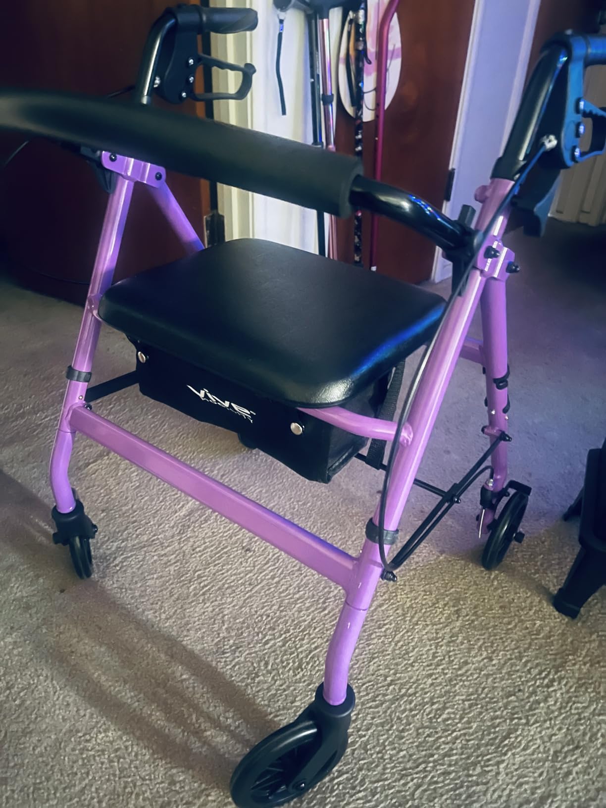 Vive Ultra Lightweight Rollator Walker with Seat - Foldable, Narrow, Rolling Senior Walker for Small Spaces - 4 Wheel Aluminum Adult Easy Drive Aid with Underseat Accessory customer photo 2