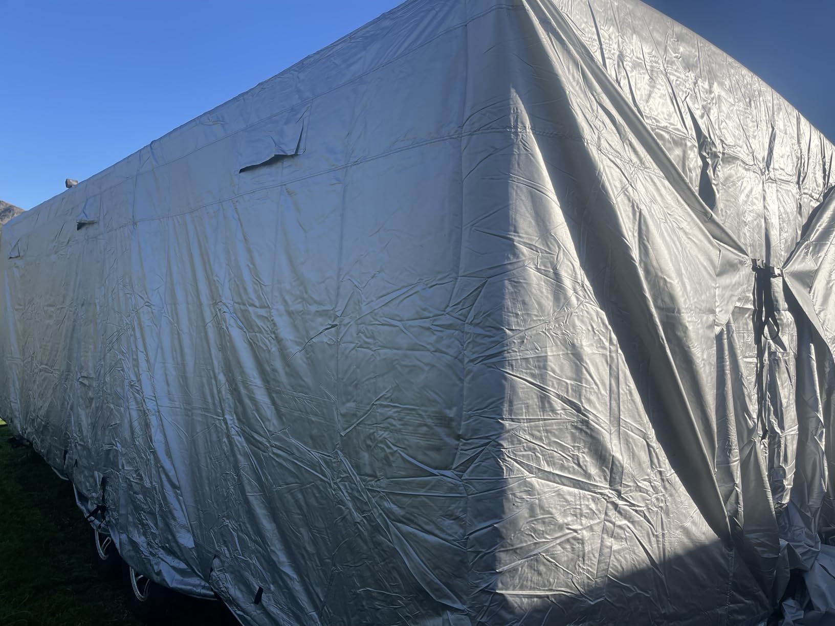 Mofeez Travel Trailer RV Cover, Extra-Thick Upgraded 7 Layers for Camper Cover 24'-27' Windproof Waterproof Rip-Stop RV Covers with Adhesive Repair Patches, 2Pcs Extra Straps & 4 Tire Covers customer photo 1