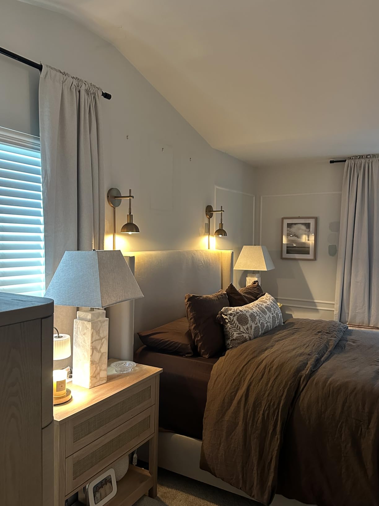 Nathan James Kai Modern Wall Mounted Plugin Bedside Reading Lamp with Pleated Shade, Vintaged Brass Finish customer photo 1