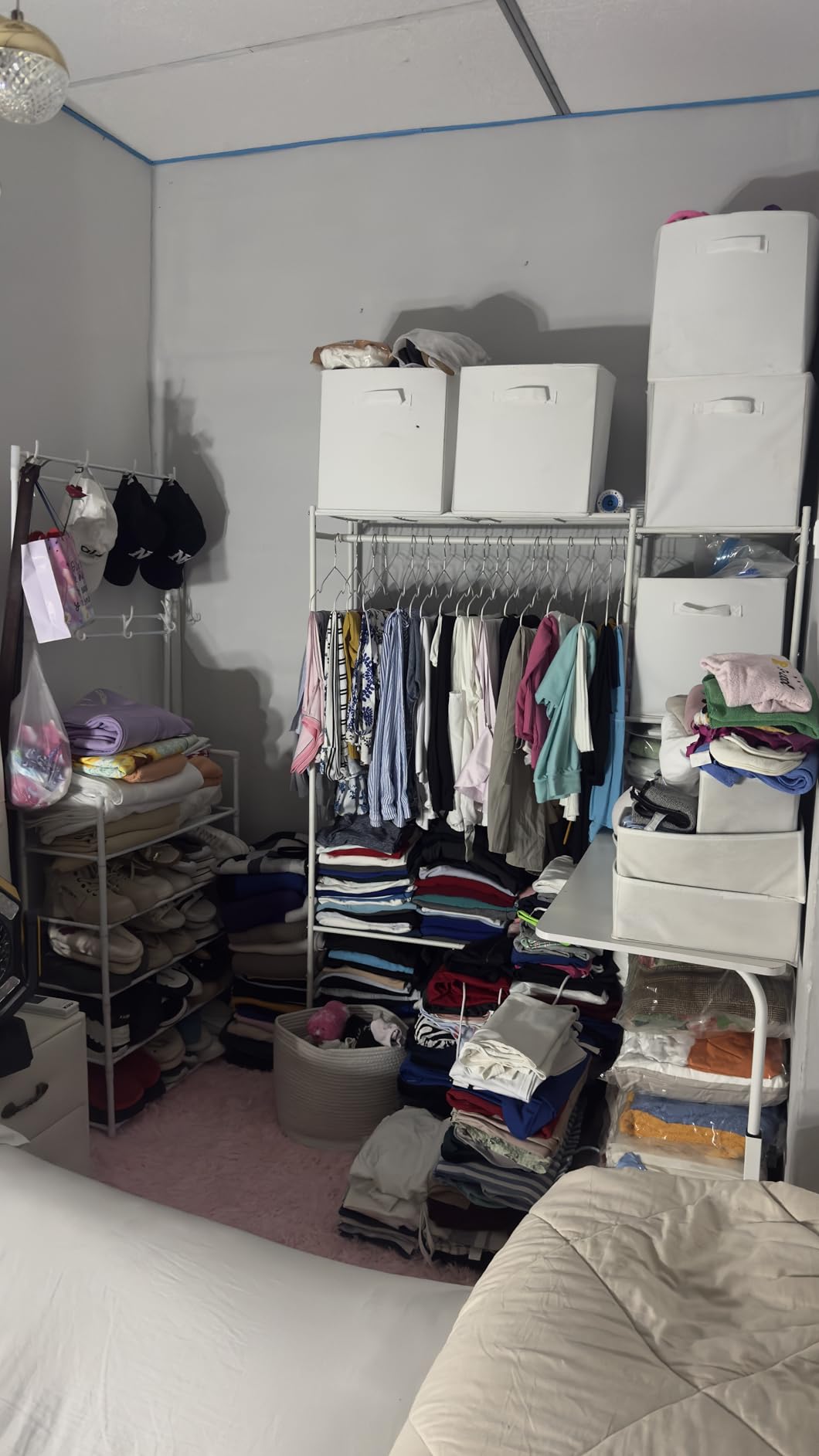 Wardrobe Closet, Portable Clothes Rack with 4 Tiers Shelves, Freestanding Closet Organizers and Storage System with Hanging Rods, Steel Clothing Rack Suitable for Cloakrooms, Bedrooms, Entrances, etc. Black customer photo 2
