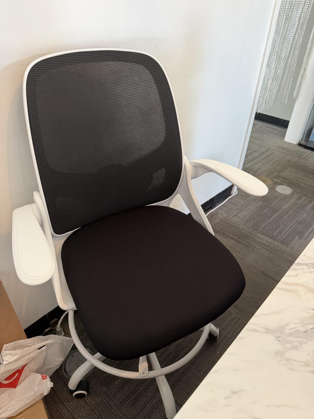 Kensaker Drafting Chair Tall Office Chair, Ergonomic Standing Desk Chair with Adjustable Foot Ring and Flip-up Armrests, Mesh Computer Chair for Art Studio, 300 LBS, Black customer photo 1