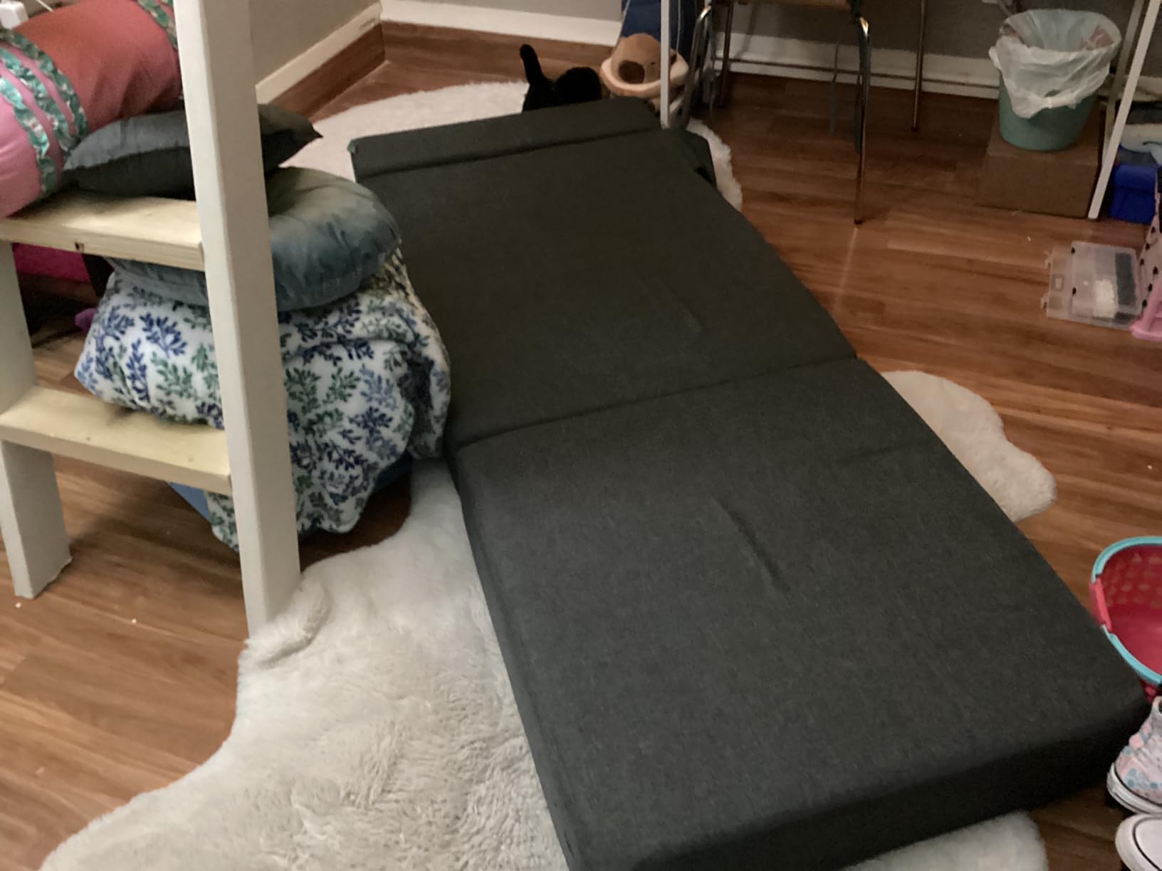 FILUXE Folding Sofa Bed | Convertible Sleeper Chair Bed for Adults, Fold Out Chair to Bed Linen Futon Chair with Pillow, for Home Dorm Apartment RV Living Room, Single Size Dark Gray customer photo 2