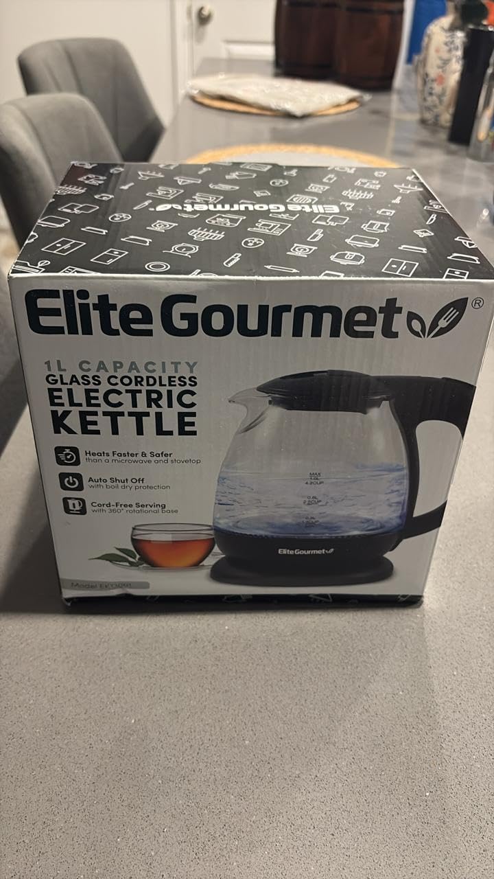 Elite Gourmet EKT3001 1L Digital Water Kettle, 304 Stainless Steel Interior, Programmed Temperatures, Keep Warm Function, Cordless, 360 Degree Base, Auto Off & Audible Indicator, Matte Black customer photo 2