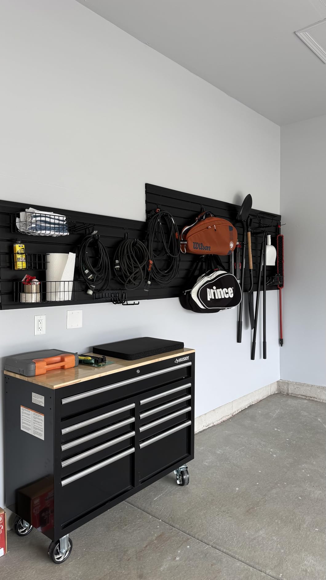 FRAYSCENT Slat Wall Paneling Garage Slat Wall Storage Systems Slatwall Panels Power Tool Organizer Wall Mount, PVC Garage Storage & Organization Products Slate Board (Black, 4ft x 8ft) customer photo 1