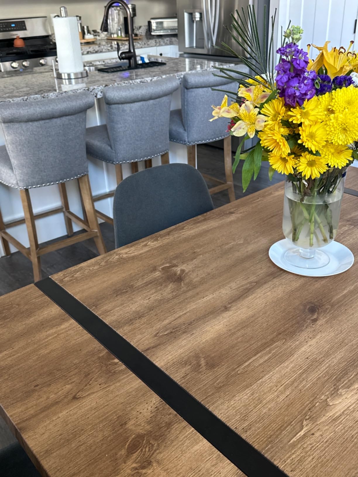 9 Piece Dining Table Set,Modern 71'' Rectangle Wood Kitchen Table and Fabric Dining Chairs Set of 8,Dining Table Set for 8,Ideal for Kitchen Dining Room customer photo 1