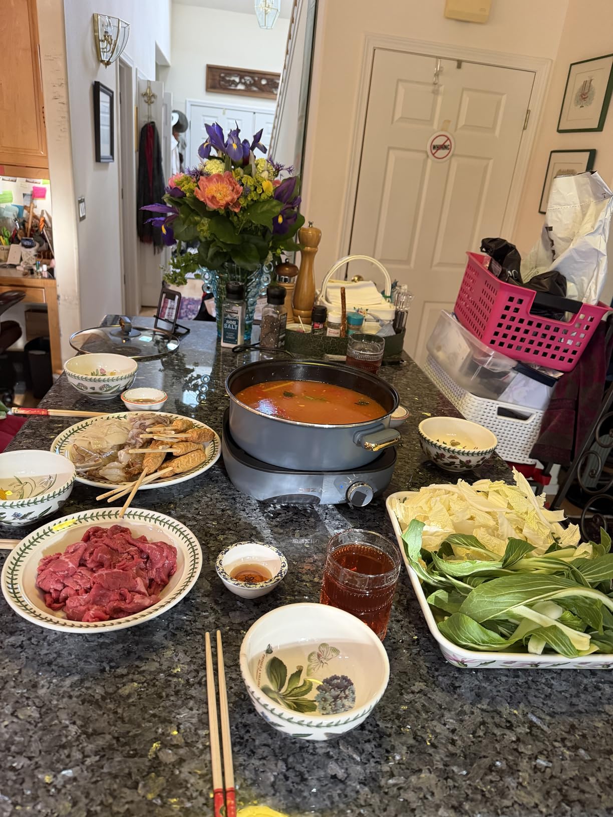 Dezin Electric Shabu Shabu Pot with Removable Pot, 4L Non-Stick Hot Pot Electric with Dual-Power Control, Electric Pot with Tempered Glass Lid for Party, Family and Friend Gathering customer photo 1