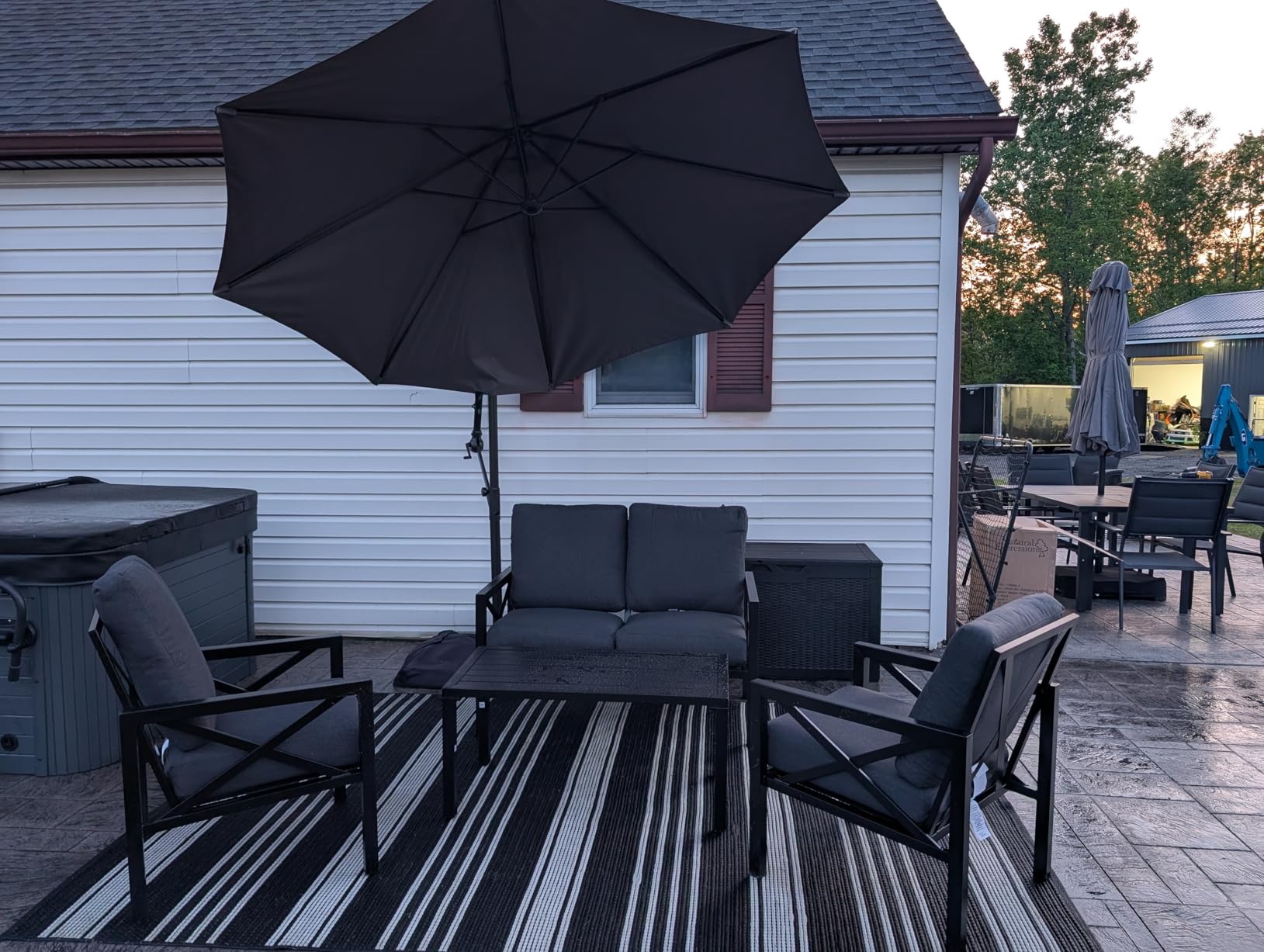 NATURAL EXPRESSIONS Outdoor Patio Furniture 4 Pieces Set, Modern Patio Conversation Sets, Outdoor Sectional Metal Sofa with 5.5 Inch Cushion and Coffee Table for Balcony, Garden customer photo 1