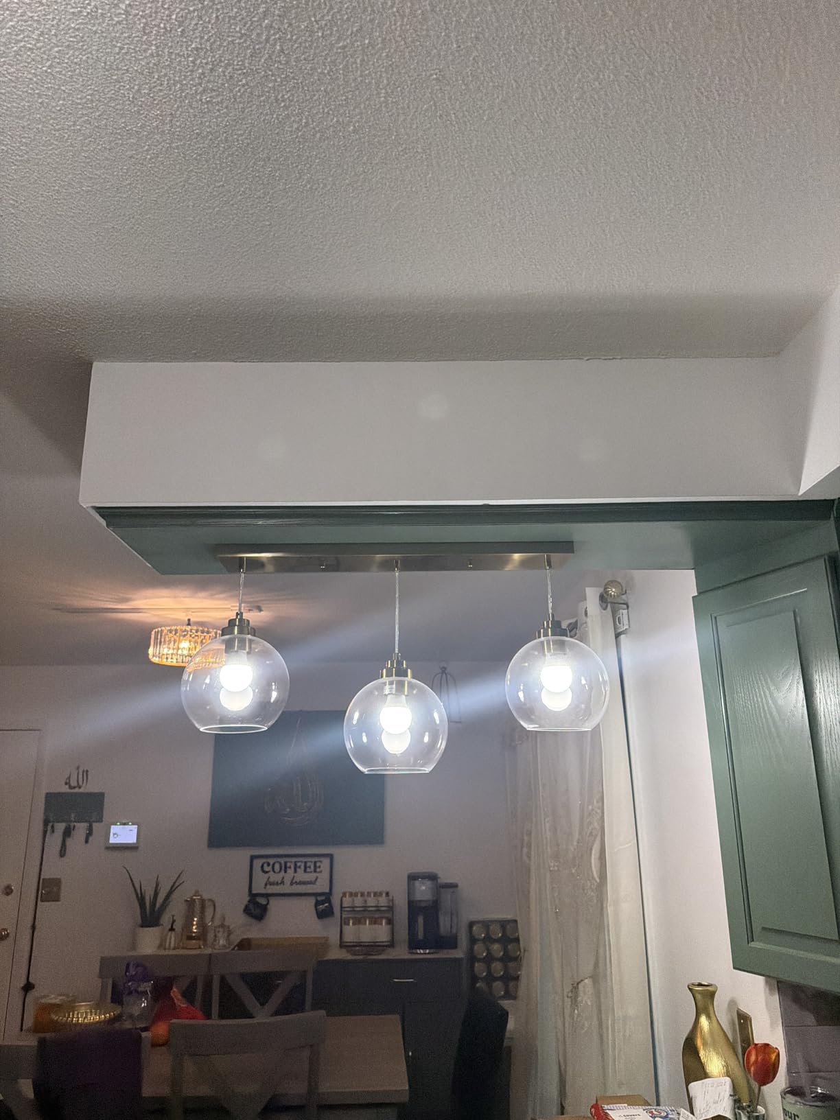 Globe Pendant Light Fixture, Modern Brushed Nickel Hanging Light with Clear Glass for Kitchen Island Dining Room Bedroom Hallway Foyer (1 Pack), PL101BN-2PK customer photo 1