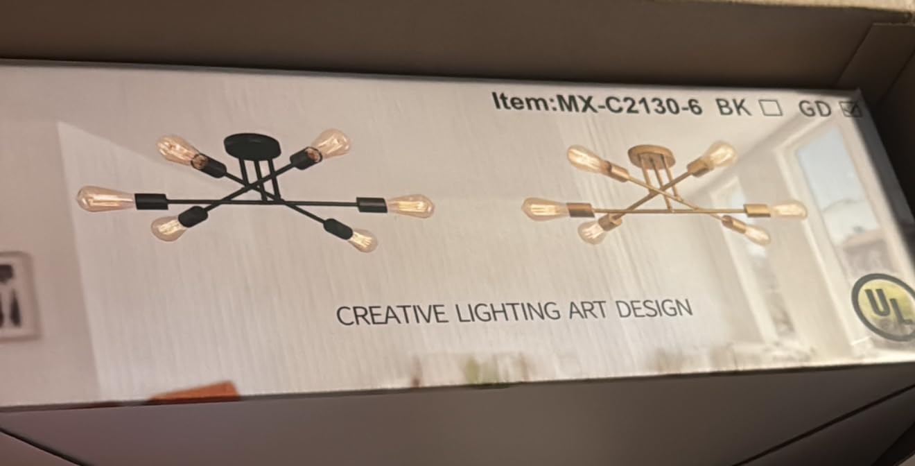 MEIXISUE 8 Lights Dining Room Light Fixtures Modern Sputnik Chandelier Black and Gold Mid Century Pendant Light for Kitchen Island Entryway Foyer Living Room UL Listed customer photo 1