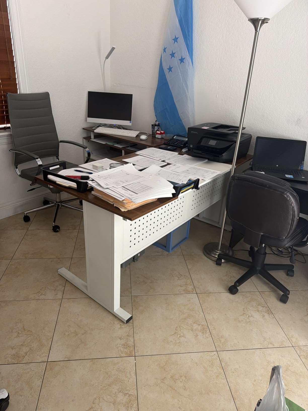 Tribesigns 63 Inch Executive Desk with File Cabinet, Large Office Desk L Shaped Computer Desk with Drawers and Storage Shelves, Business Furniture Desk Workstation for Home Office, Brown and Black customer photo 1