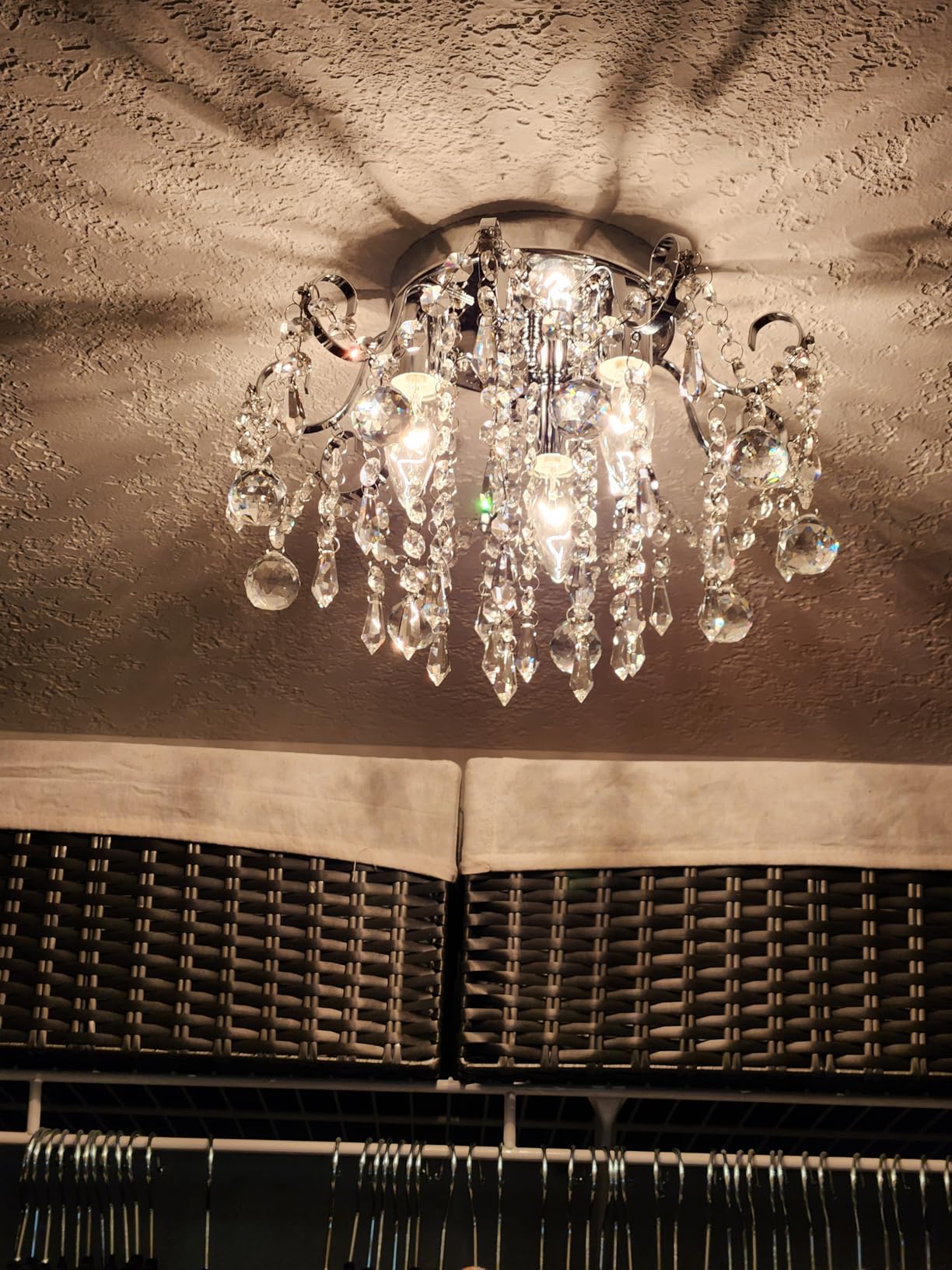 Q&S Modern Gold Crystal Chandelier Amber Crystal Pendant Light 6 Lights for Bedroom Dining Room Entryway Hallway Office Bathroom UL Listed customer photo 2