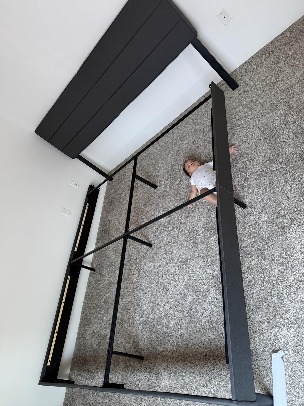 Zinus Queen Piper Upholstered Platform Bed with Horizontal Paneled Headboard, Wooden Slat Support, No Box Spring Needed, Easy Assembly, Dark Grey customer photo 2
