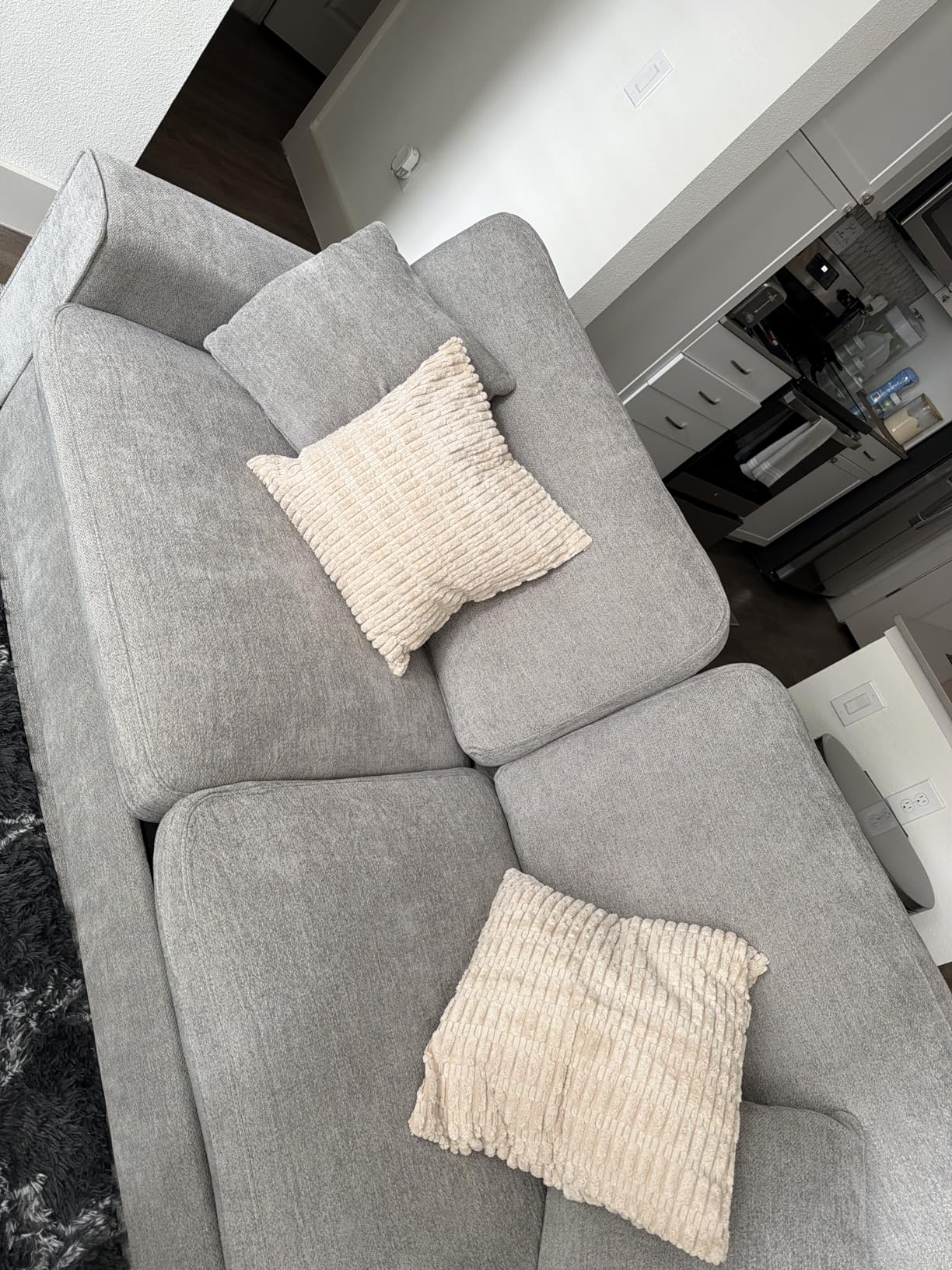 DOPEDIO Modern Loveseat Sofa for Living Room, Chenille Recliner, Removable Cover, Pocket Spring Cushions, Solid Wood Frame, Easy Assembly for Small Spaces (71.25inch, Beige) customer photo 1