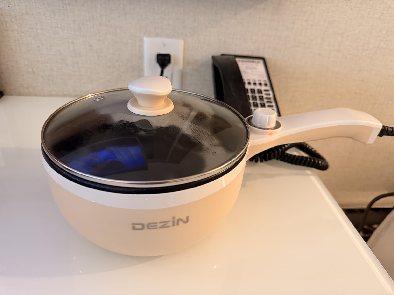 Dezin Hot Pot Electric Upgraded, Non-Stick Saute Pan, Rapid Noodles Electric Pot, 1.5L Mini Portable Hot Pot for Steak, Egg, Fried Rice, Ramen, Oatmeal, Soup with Power Adjustment customer photo 1