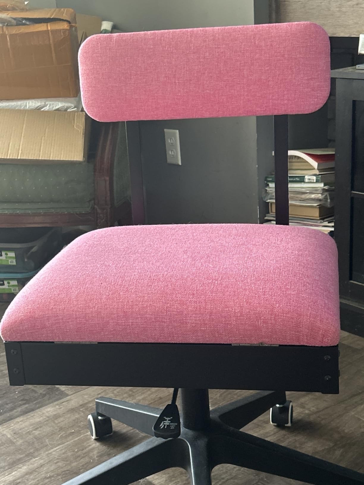 Pink Power Sewing Chair with Wheels and Adjustable Back Support - Hydraulic Armless Machine Chair for Crafting, Quilting, Artists - Sewing Room Furniture - Ergonomically Designed Professional customer photo 1