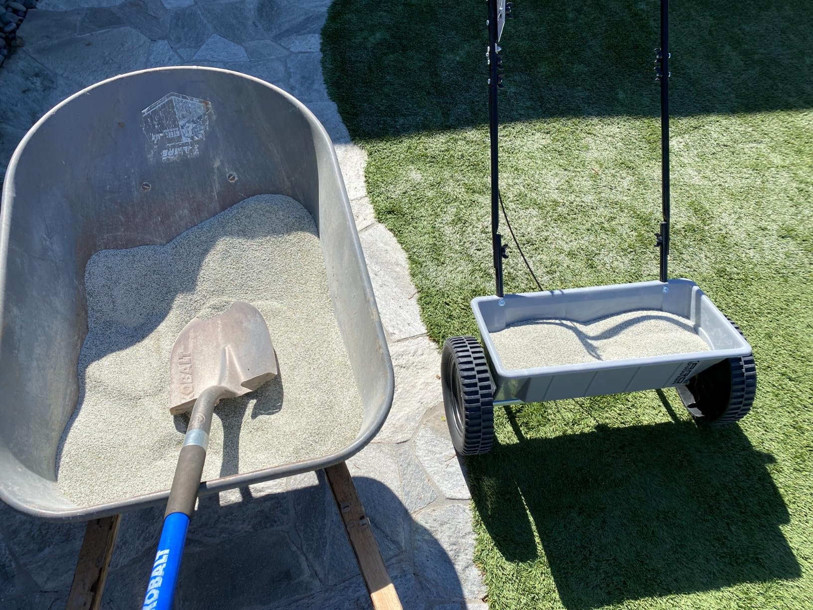 Yard Commander 60 LB Walk-Behind Push Drop Spreader - Holds Up to 15,000 SQFT of Product - Great for Applying Fertilizer & Grass Seed - Adjustable Drop Rate & Composite Hopper customer photo 1