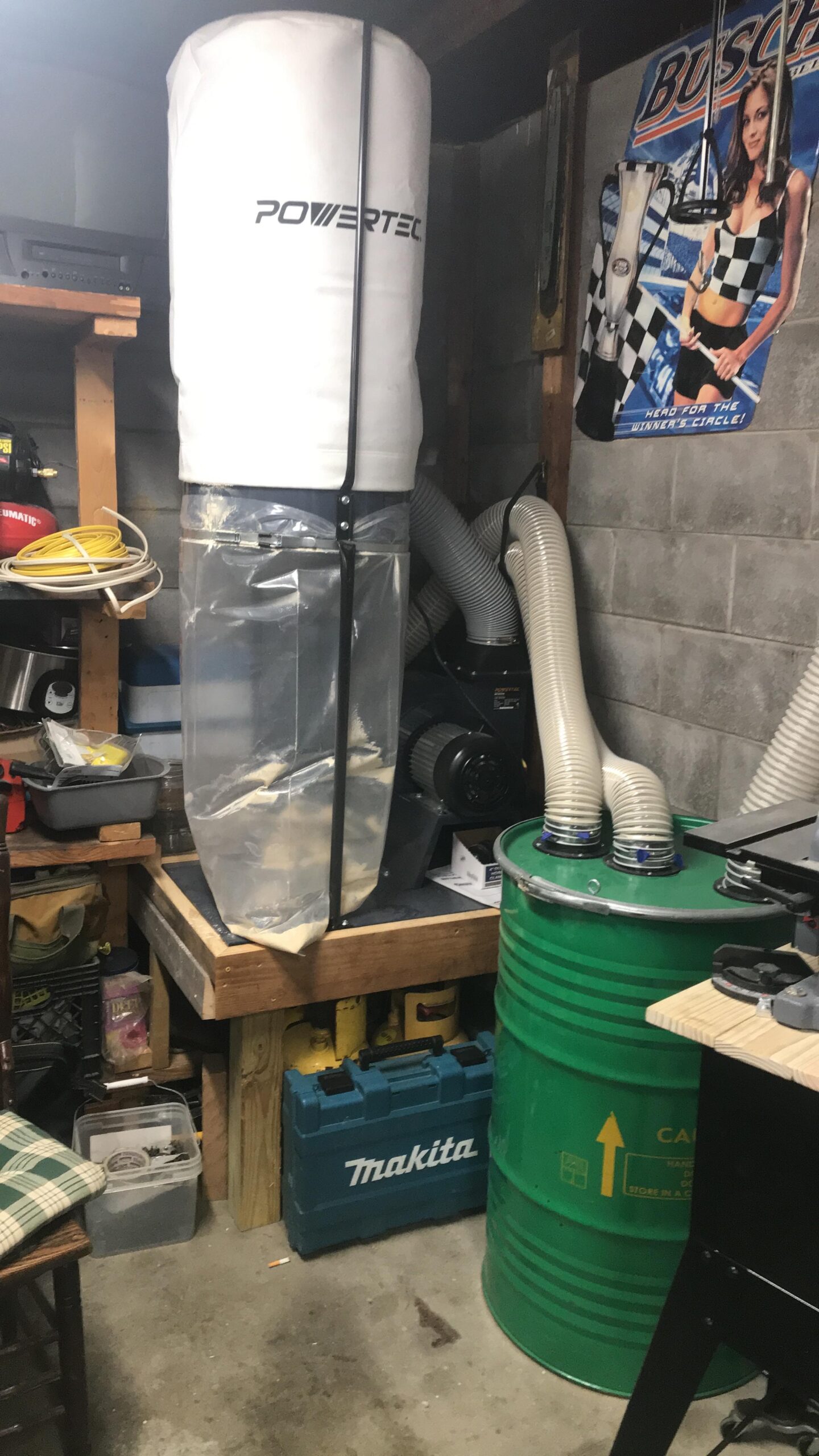 POWERTEC 1 HP Dust Collector with 1 Micron Dust Collector Bags and Mobile Base, 800 CFM (DC1081) customer photo 1