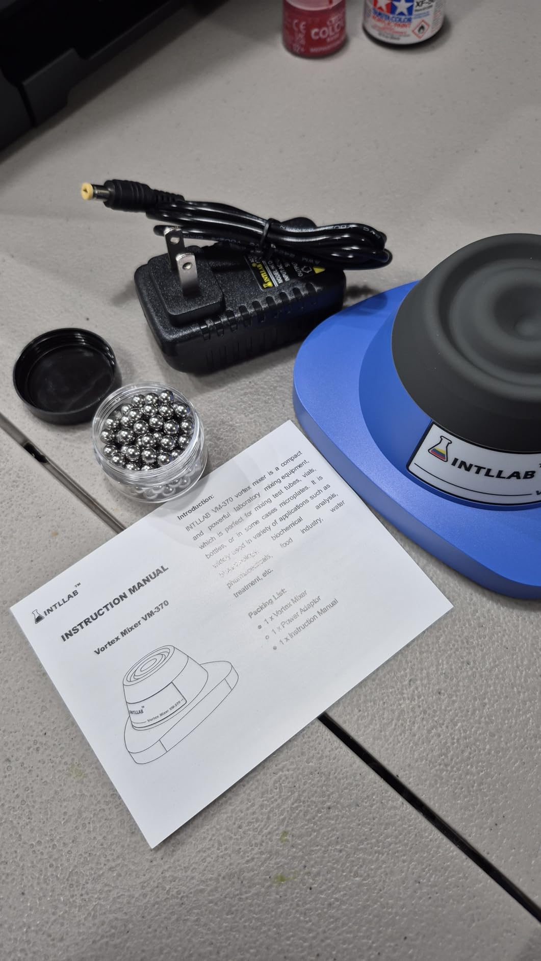 INTLLAB Mini Vortex Mixer with Touch Function, Lab Mixing, Nail Polish, Eyelash Adhesives and Acrylic Paints Mixing, Lab Vortexer for Tubes, Include 120 pcs Stainless Steel Mixing Balls customer photo 2