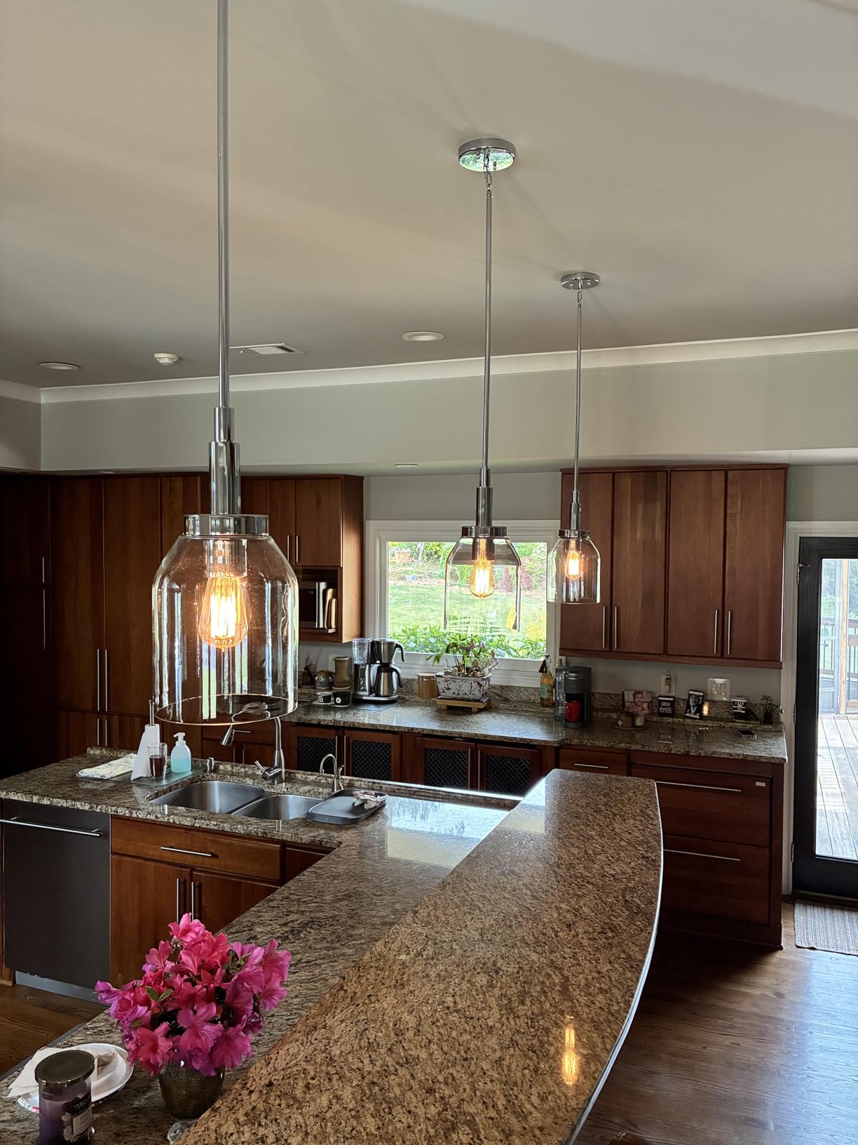 Kichler Madden 1-Light Mini Pendant Light Fixture with Clear Glass Shade in Champagne Bronze, Sloped Ceiling Compatible for Kitchen Island Hanging Lighting (15