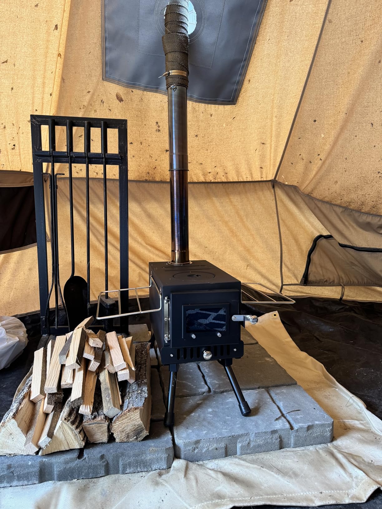 Wood Stove, YRenZ Hot Tent Stove with 7-Section Stainless Steel Chimney, HeatControl Stovepipe and Elbow Pipe, Wood Burning for Outdoor Camping and Ice Fishing customer photo 1