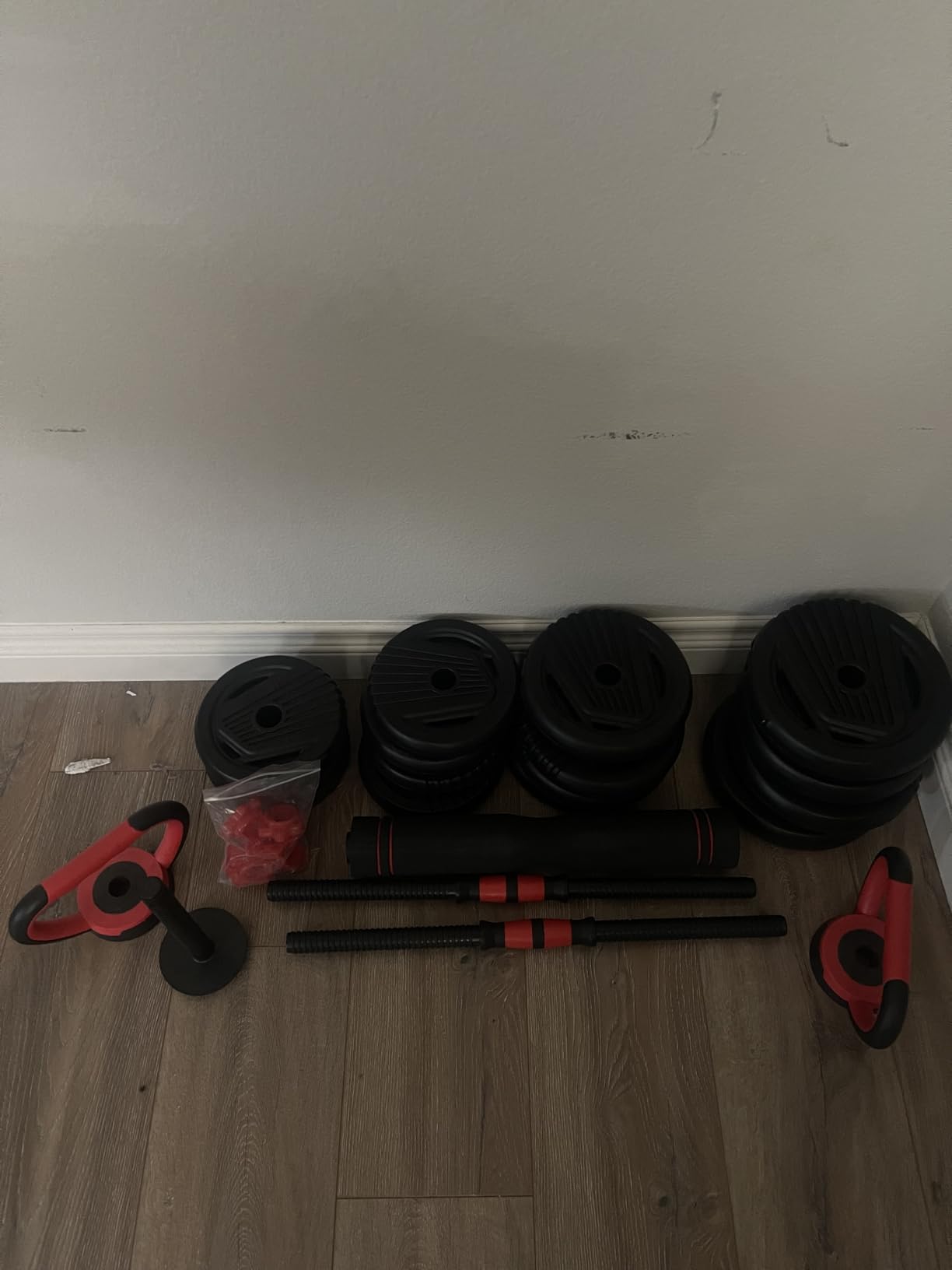 Adjustable Dumbbells, 20/30/45/70/90lbs Free Weight Set with Connector, 5 in1 Dumbbells Set Used as Barbell, Kettlebells, Push up Stand, Fitness Exercises for Home Gym Suitable Men/Women customer photo 2
