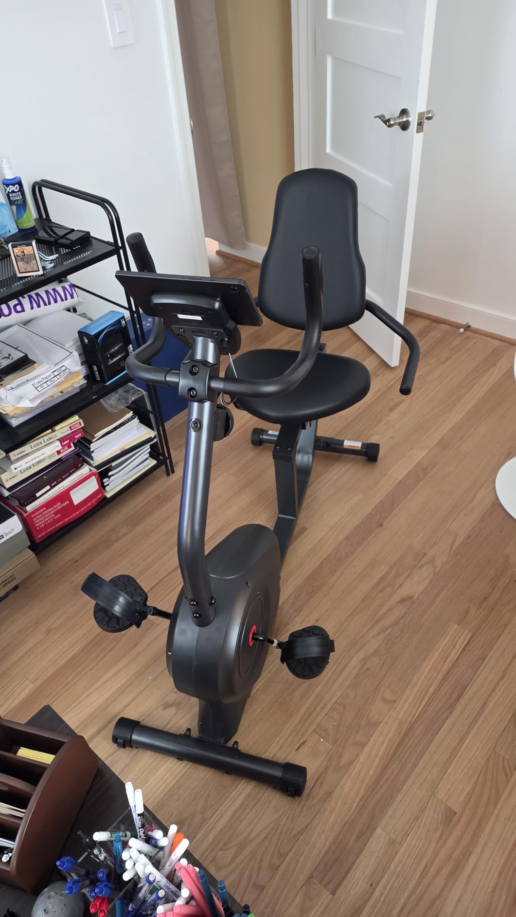 Sunny Health & Fitness Smart Recumbent Bike, Wide Cushioned Seat & Back, Indoor Cycling Machine for Adult/Seniors Home Exercise, Free SunnyFit App Connection customer photo 1