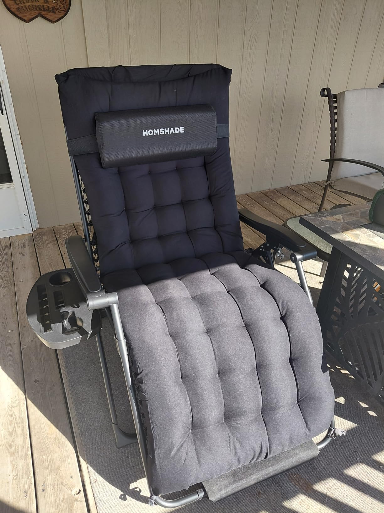 HOMSHADE Oversized Zero Gravity Chair, 33In XXL Outdoor Recliner Chair w/Removable Cushion&Headrest, Reclining Patio Chairs for Indoor, Camping Lounge Chair with Footrest, Support 500LBS, Black customer photo 1