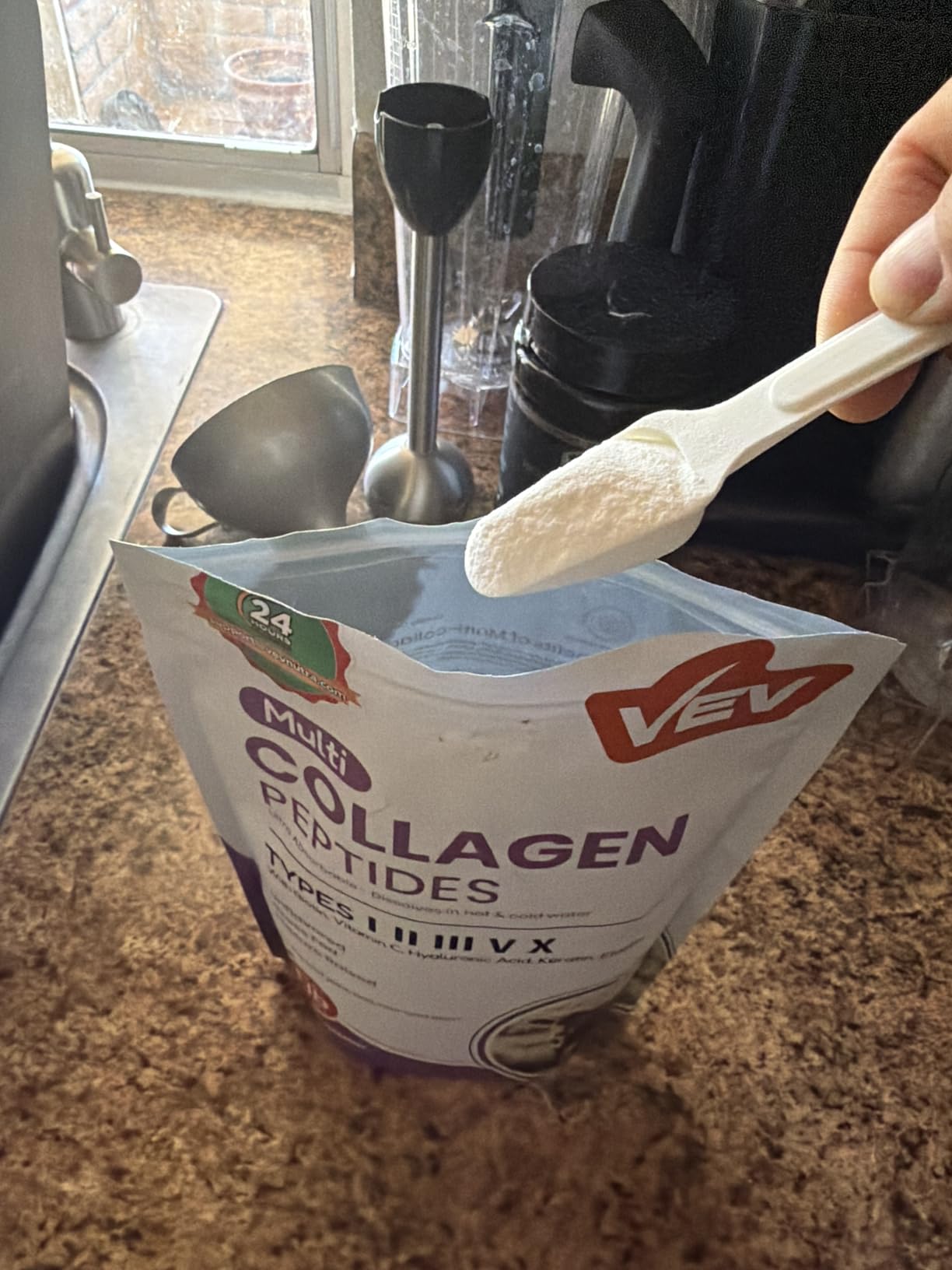 VEV Multi Collagen Peptides Powder, 16 oz (41 Servings) - Type I, II, III, V, X, Hydrolyzed Collagen, Hyaluronic Acid, Biotin, Vitamin C customer photo 2