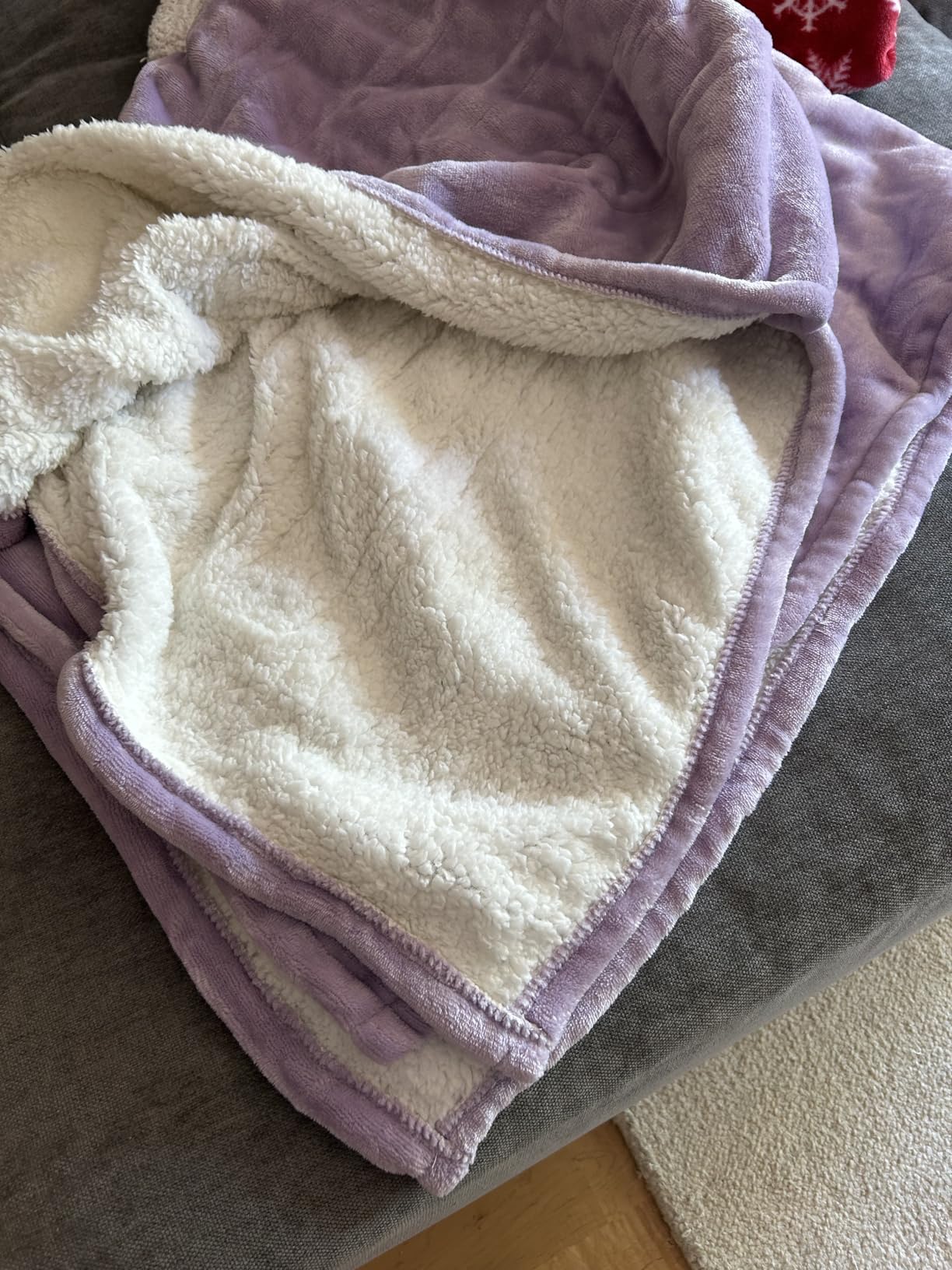 HOMLYNS LuxeHeat Heated Blanket Electric Blanket, Soft Flannel Sherpa Heated Throw, Heating Blanket with 5 Heat Settings, 3 hrs Timer Auto Shut Off (50x60 inches, Purple) customer photo 1